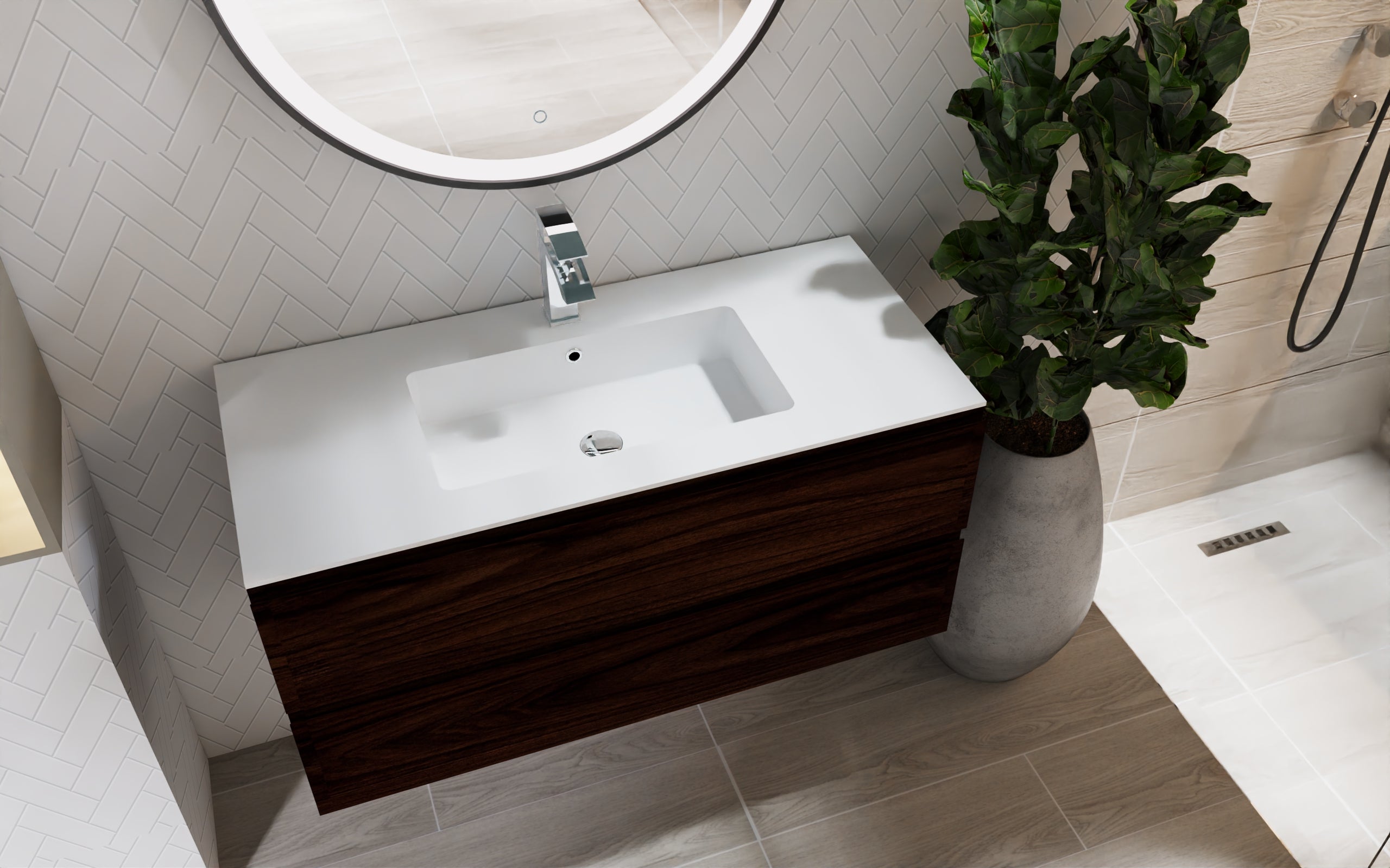 Modern Pasadena Single Bathroom Vanity Cabinet with Onyx Ceramic Basin - Perfect for Small Bathrooms, Powder Rooms & Home Renovations