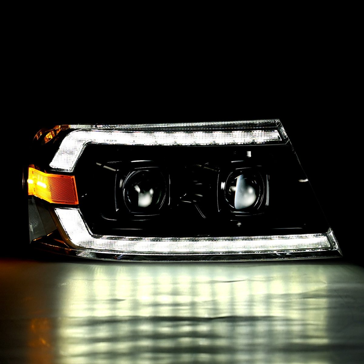 04-08 Ford F150 & 06-08 Lincoln Mark LT LUXX Series LED Projector Headlights Alpha Black - High Performance Replacement Headlights for Night Driving & Off-Road Use