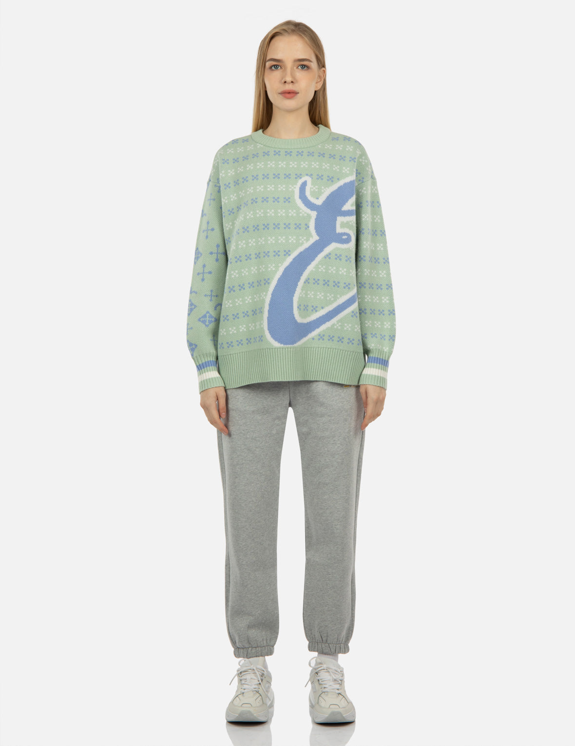 Custom Embroidered Logo Calligraphy Jacquard Knitted Sweater - Premium Fashion Pullover for Women & Men - Perfect for Office Wear, Casual Outfits & Holiday Gifts