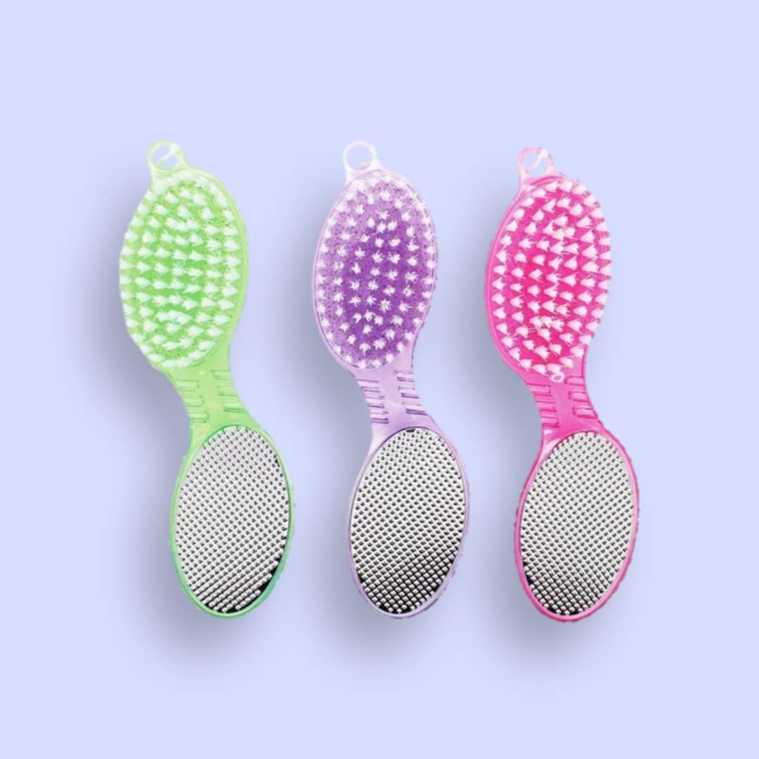 FLETIX 4-in-1 Callus Remover Pedicure Foot File Set with Pumice Stone, Cleaning Brush & Scrubber - Exfoliate Dry Cracked Hard Skin & Warts for Women Men - Perfect for Home Spa, Pedicure & Foot Care (Multicolor)