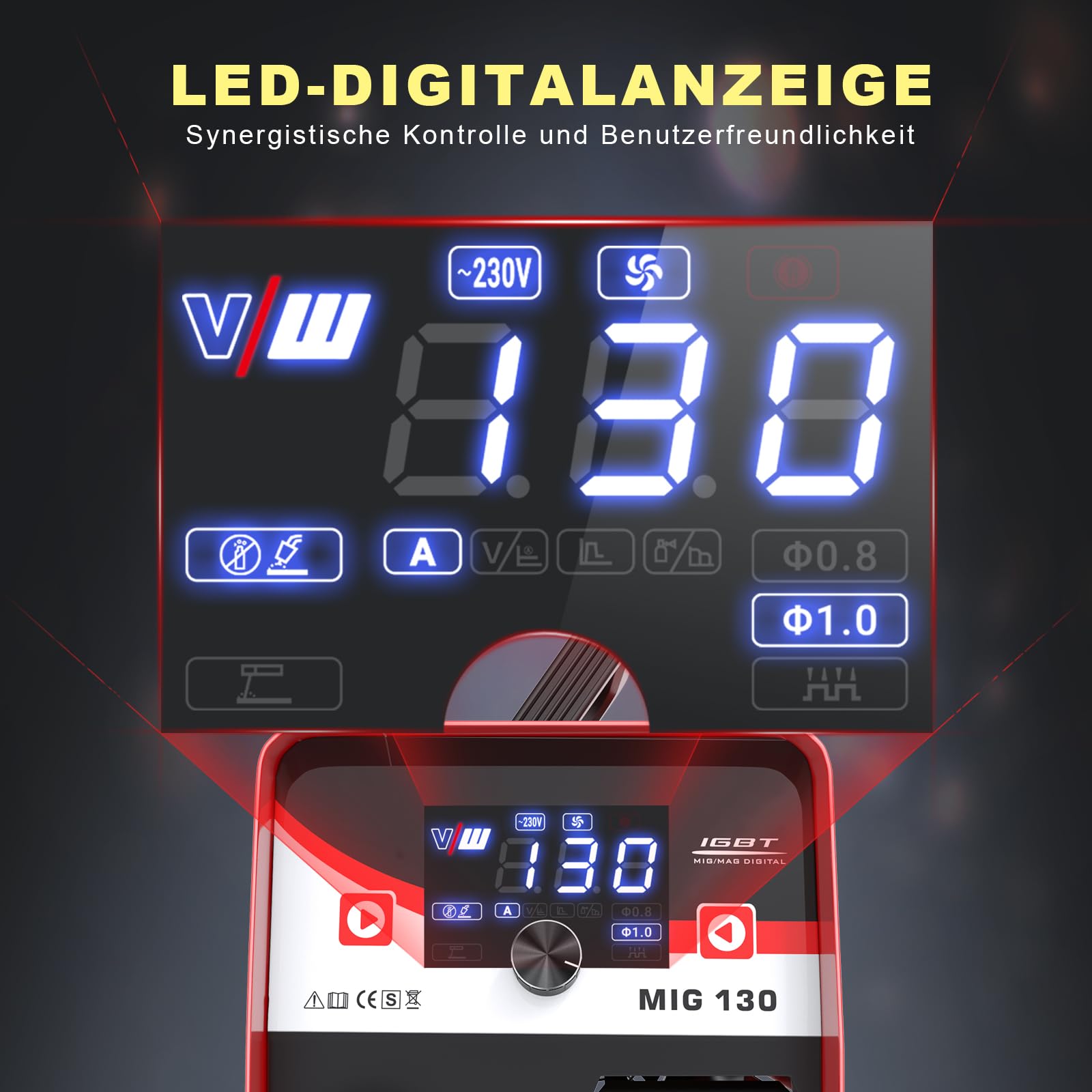 130A MIG Welder for Beginners - IGBT Inverter Wire Feed Welding Machine with Welding Helmet & Electrode Welding Function | Home DIY, Auto Repair, Metal Fabrication Projects