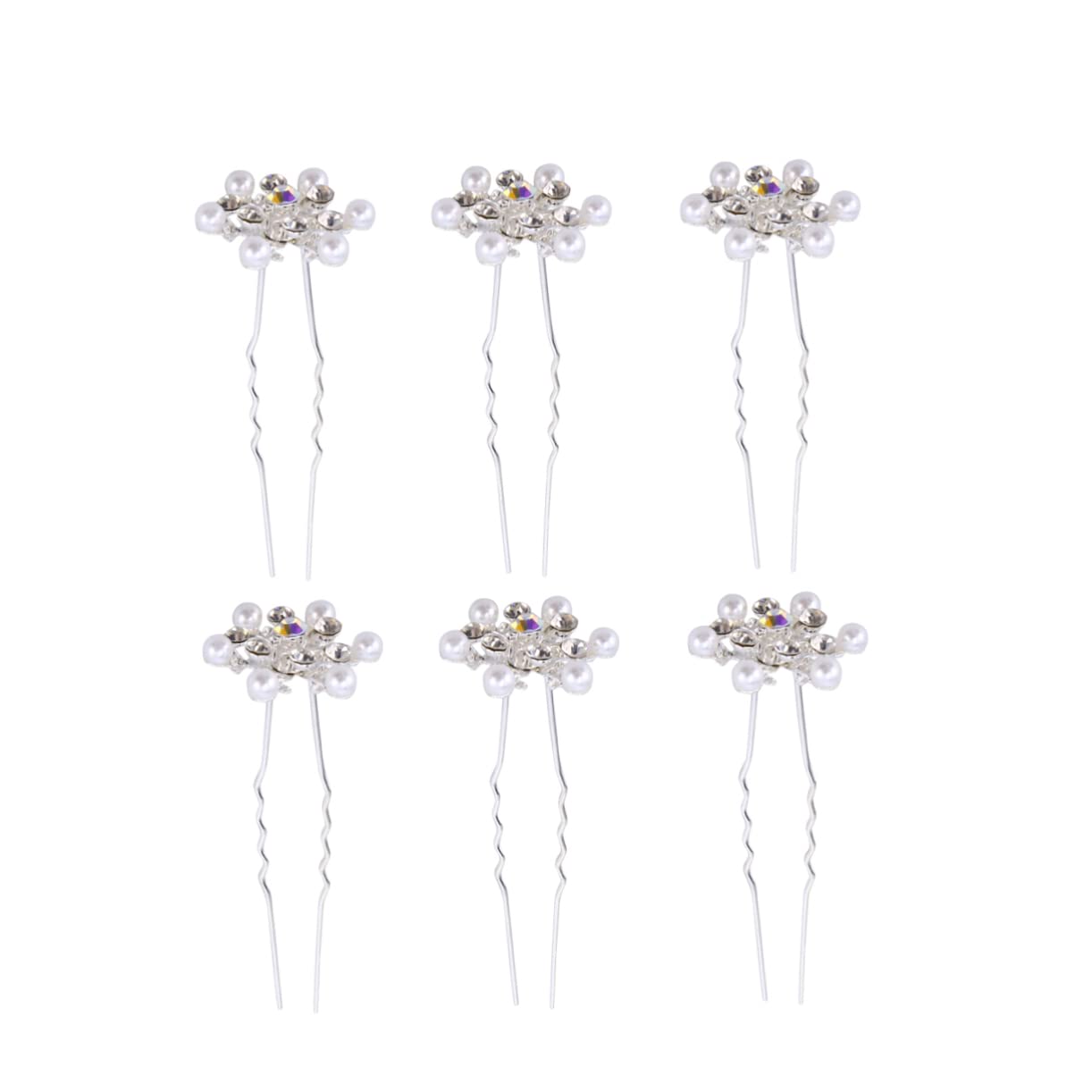 Minkissy 6pcs Rhinestone Hair Clips for Women - Bridal Hair Accessories, U-Shape Pearl Hairpins, Wedding Headpiece & Headdress - Perfect for Brides, Prom, Parties & Special Occasions