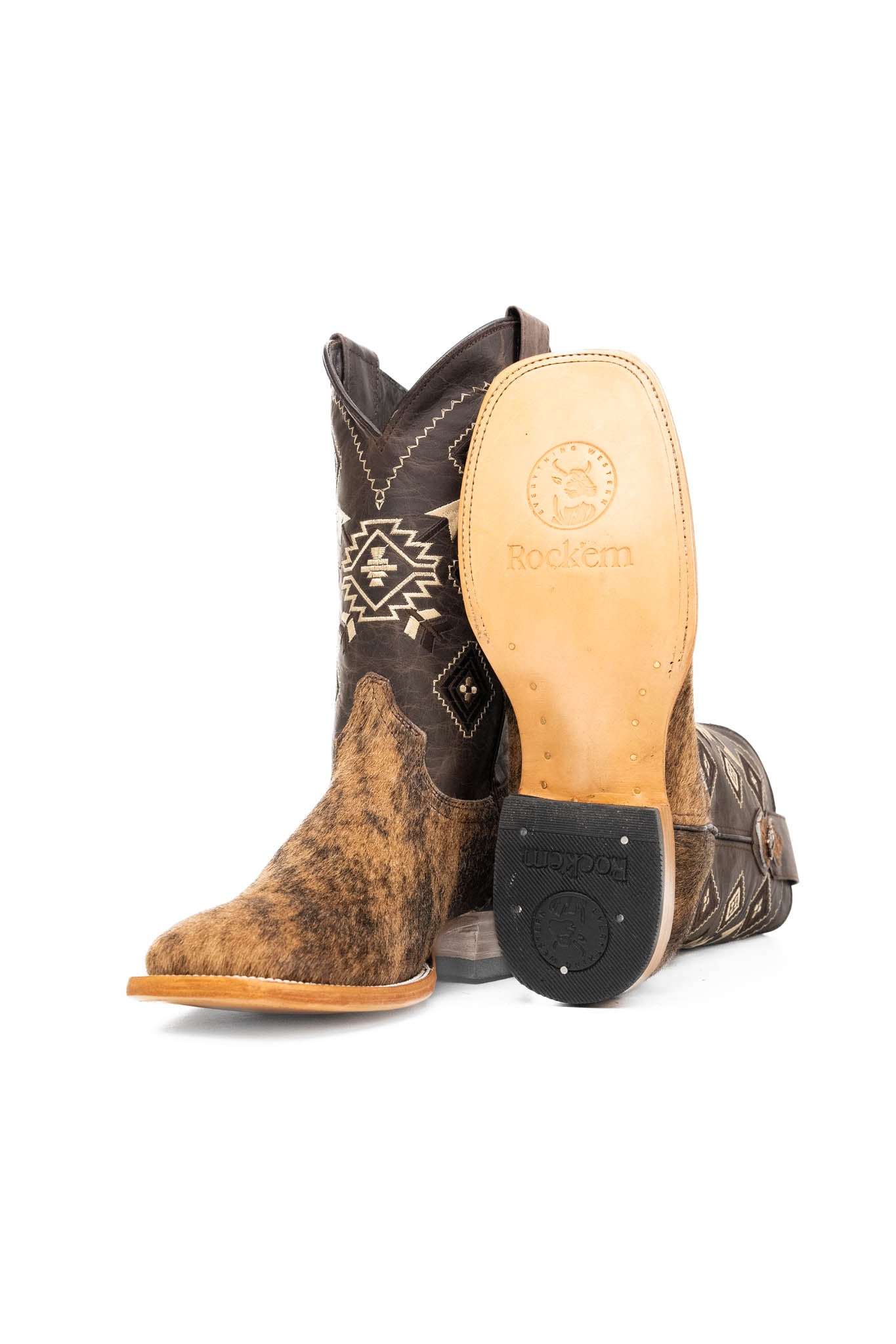 Authentic Men's Cowhide Square Toe Cowboy Boots - Size 9.5 - Western Style Boots for Country Dancing, Rodeo & Casual Wear - NM101