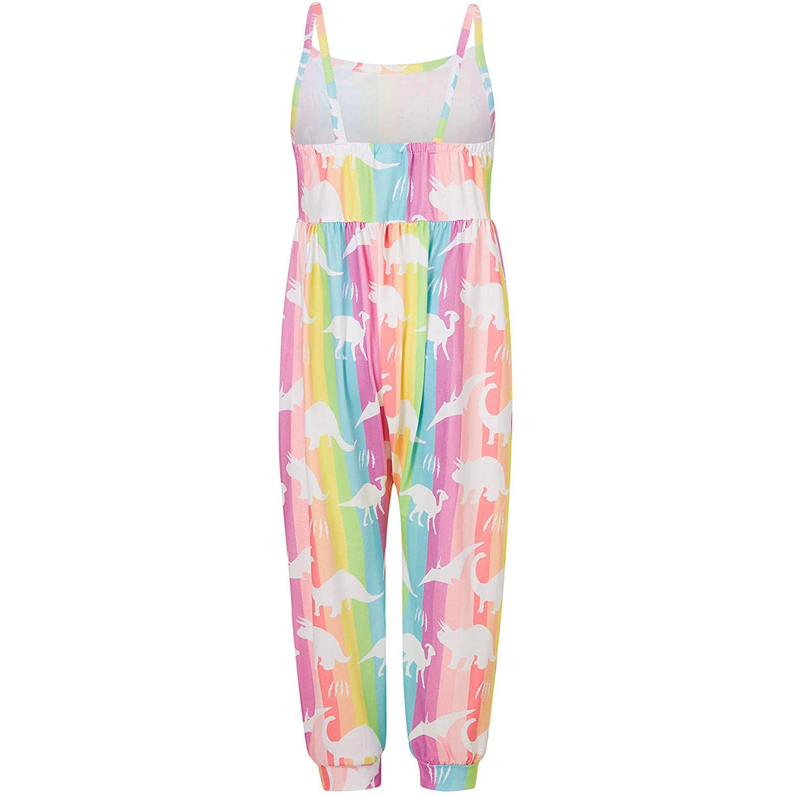 Girls Floral Dinosaur Print Sleeveless Romper Jumpsuit - Toddler Summer One-Piece Playsuit for Outdoor Play, Beach & Birthday Parties