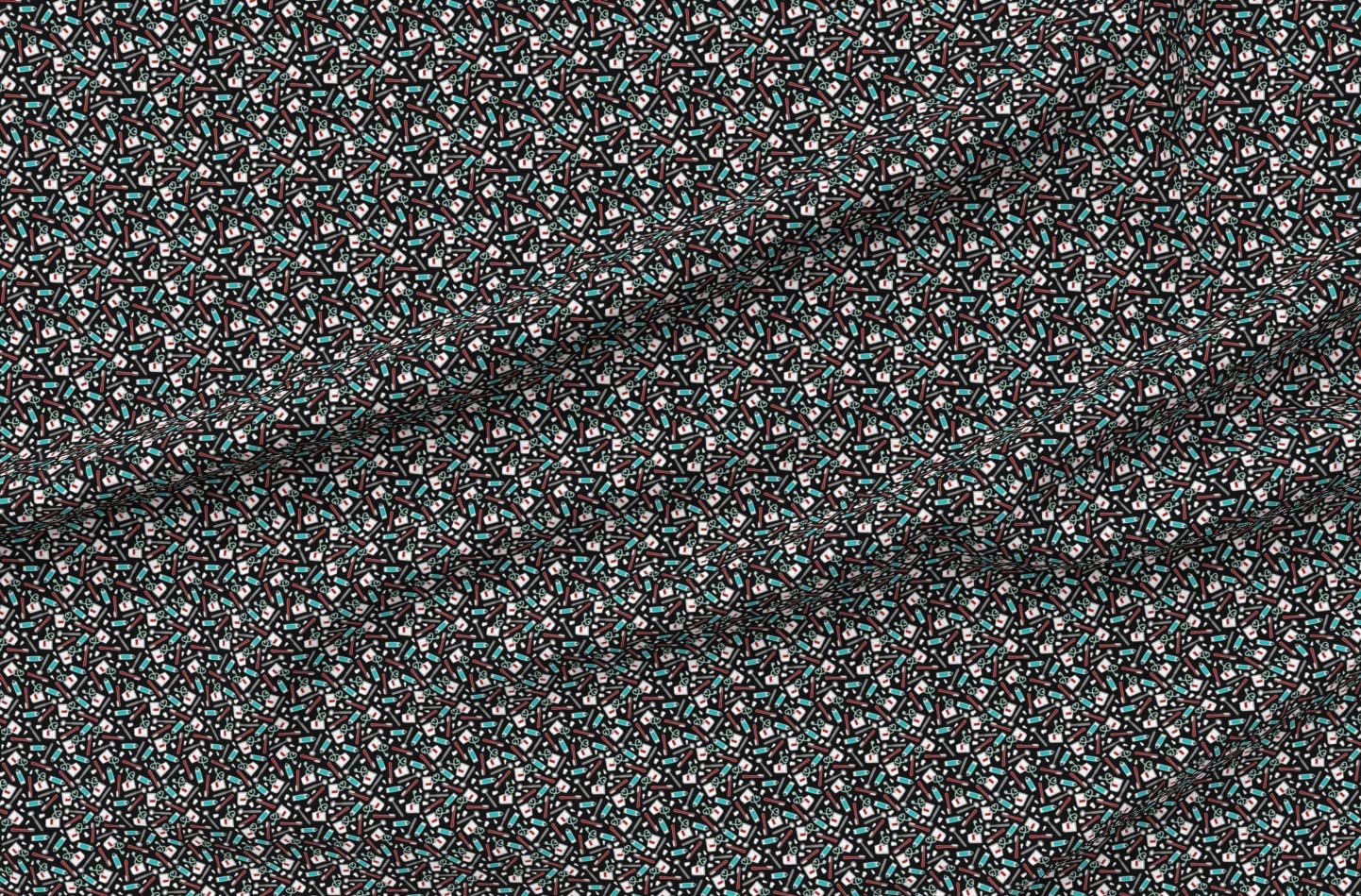 Cute Dentist Dental Print Black Small Scale Teeth Toothbrush Cotton Fabric - Fat Quarter for Sewing, Quilting, Apparel & Crafts | Perfect for DIY Scrubs, Face Masks & Home Decor