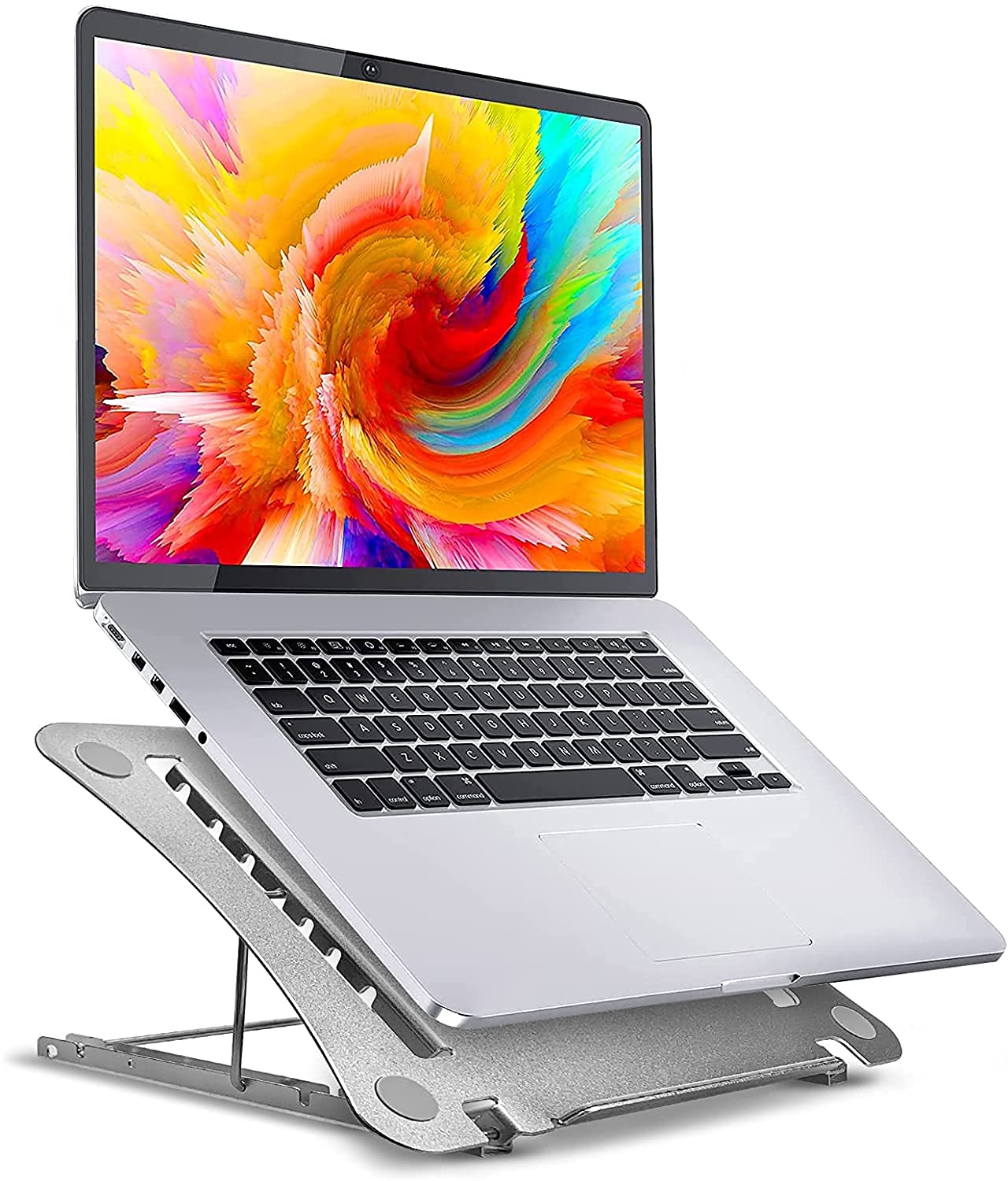 JASOYA Adjustable Aluminum Laptop Stand - Ergonomic Notebook Riser for 10-15.6 Inch MacBook, Dell, HP - Portable Computer Holder for Home, Office & Travel - Improve Posture & Airflow for Better Work Comfort