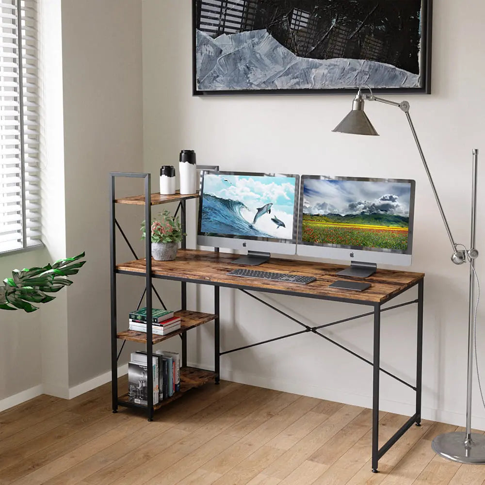 Bestier 47 Inch Modern Computer Desk with Storage Shelves - Home Office Desk for Small Spaces, Gaming & Study Workstation