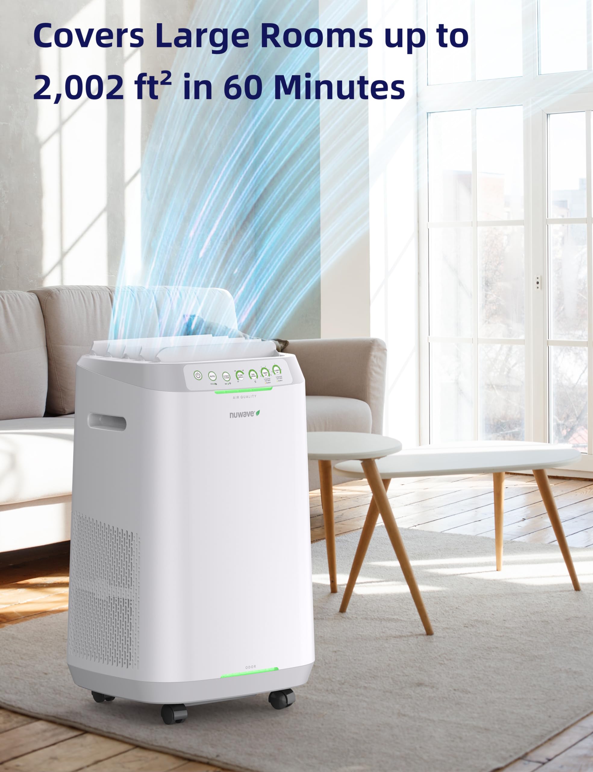 Nuwave OxyPure ZERO Air Purifier with Washable Bio Guard Filter - Covers 2002 Sq Ft, Captures 0.1 Micron Particles, Eliminates Allergies, Smoke, Dust & Pollen - Ideal for Large Rooms, Offices & Homes with Pets