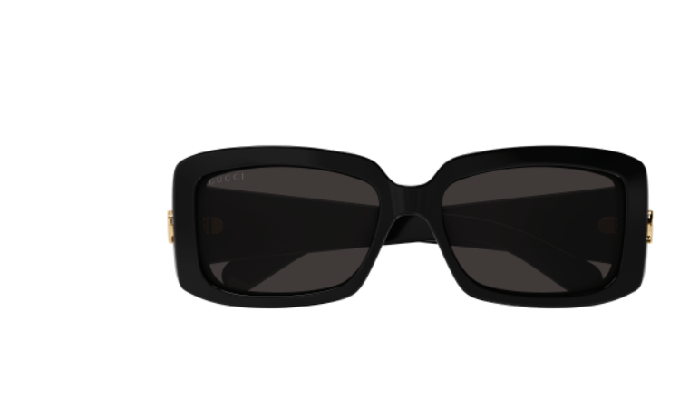 Gucci GG1403S 001 Black/Grey Rectangle Women's Sunglasses UV Protection Luxury Fashion Accessory for Outdoor Activities & Beach Vacations