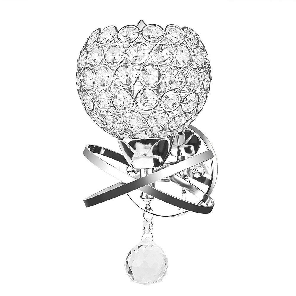 FXLYMR Modern Crystal LED Wall Lamp & Ceiling Chandelier - E14 Socket Bulb Included - Silver Finish for Bedroom, Living Room & Hallway Lighting - DIY Home Decor Gift Idea