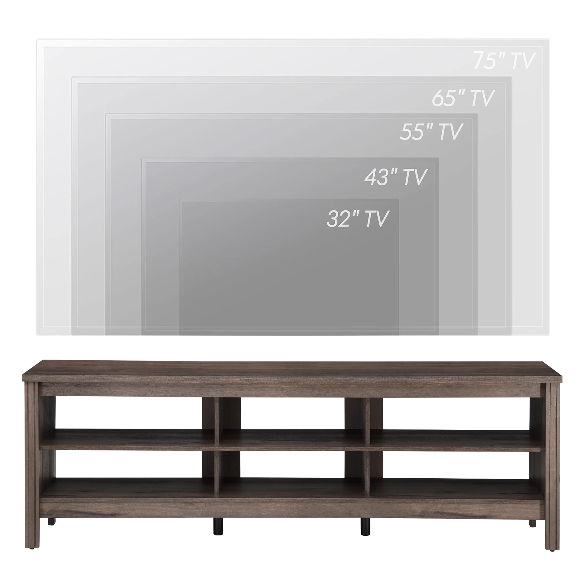 WAMPAT 75 Inch TV Stand Entertainment Center - Wood Media Console TV Table Cabinet with 6 Storage Shelves for Living Room & Bedroom, 70
