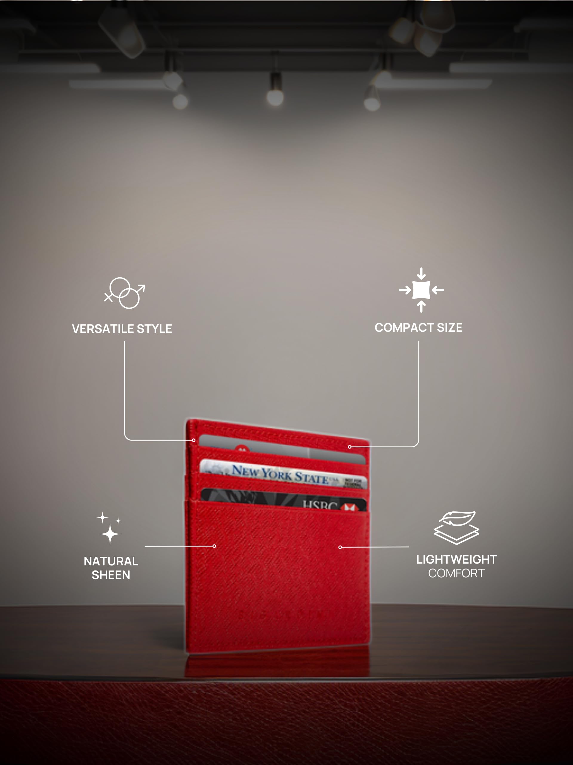 Slim Minimalist RFID Blocking Leather Card Wallet for Men & Women - Premium Leather Card Holder with Multiple Slots (Red) | Perfect for Travel, Business & Everyday Use