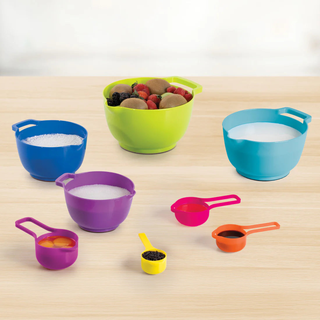 Vibrant Rainbow Bowl Set - 6-Piece Colorful Mixing Bowls for Baking, Cooking & Serving - Perfect for Meal Prep, Snacks & Family Dinners