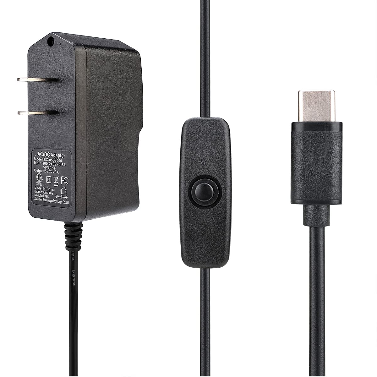 Raspberry Pi 4 B Power Supply 5V 3A USB C Charger Adapter - Fast Charging for Raspberry Pi 4, 3B+, 400 | Perfect for DIY Projects, Home Automation & IoT Devices