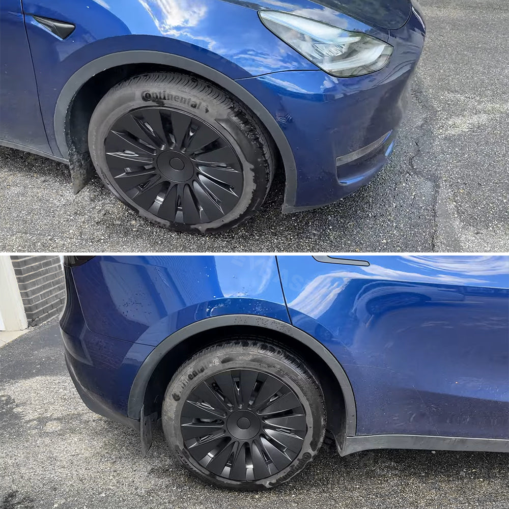 Tesla Model Y 19 Inch Gemini Wheel Covers (4-Piece Set) - Sleek Matte Black Induction Style Hub Caps - Perfect for Protection & Aesthetic Upgrade on Model Y 2017-2023