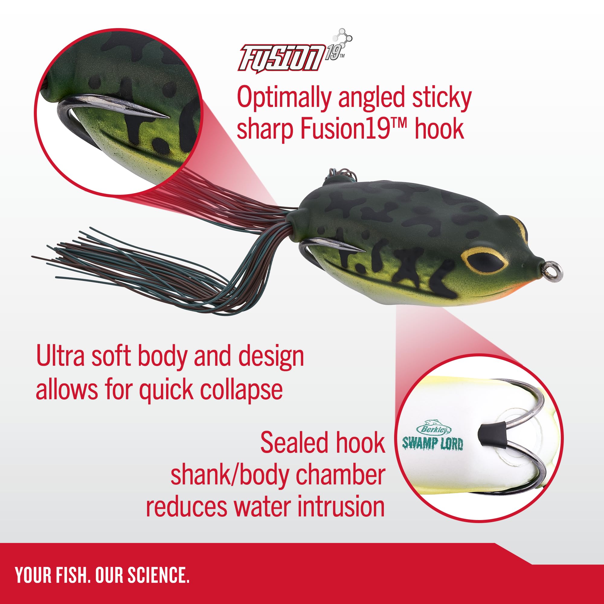 Swamp Lord Popping Hollow Body Frog Lure - Topwater Bass Fishing Bait for Weedless Frog Fishing in Lakes & Ponds - Perfect for Heavy Cover and Lily Pads