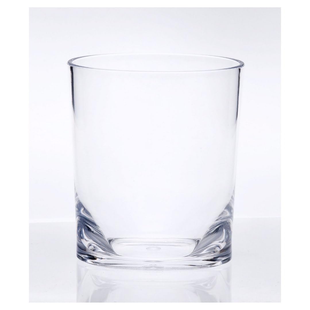 LeadingWare 12oz Oval Halo Acrylic Drinking Glasses Set of 4 - BPA Free Plastic Cocktail Tumblers for Juice, Iced Coffee & Party Beverages - Durable Unbreakable Drinkware for Home, Bar & Outdoor Use