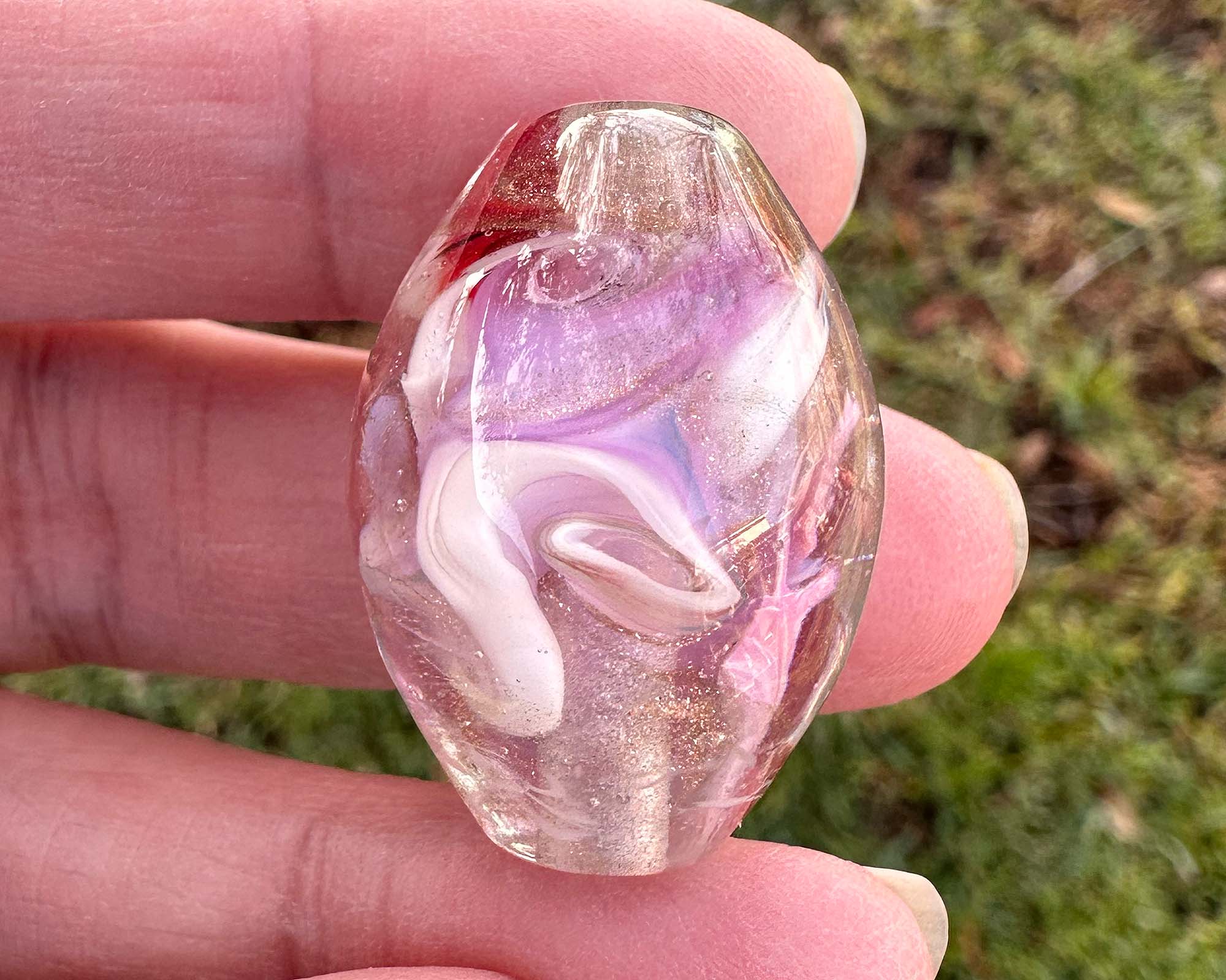 Valentine Swirl Lampwork Glass Focal Bead - Handmade SRA Artisan Bead for Jewelry Making, DIY Crafts, Necklace & Bracelet Designs - Perfect for Valentine's Day Gifts & Romantic Jewelry Projects