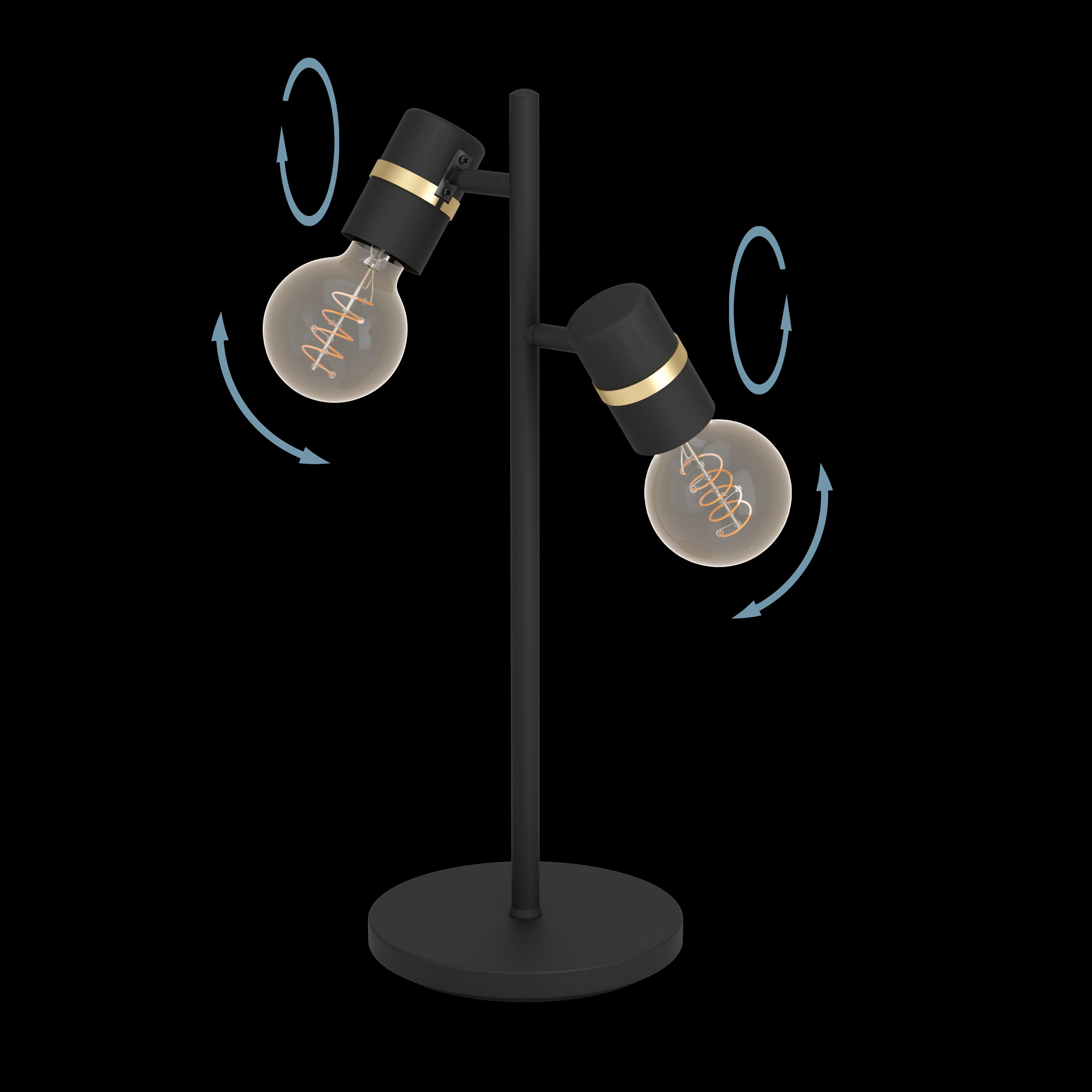 Eglo Lurone 2-Light Black & Brass Table Lamp - Modern Desk Lamp for Living Room, Bedroom, or Office Decor