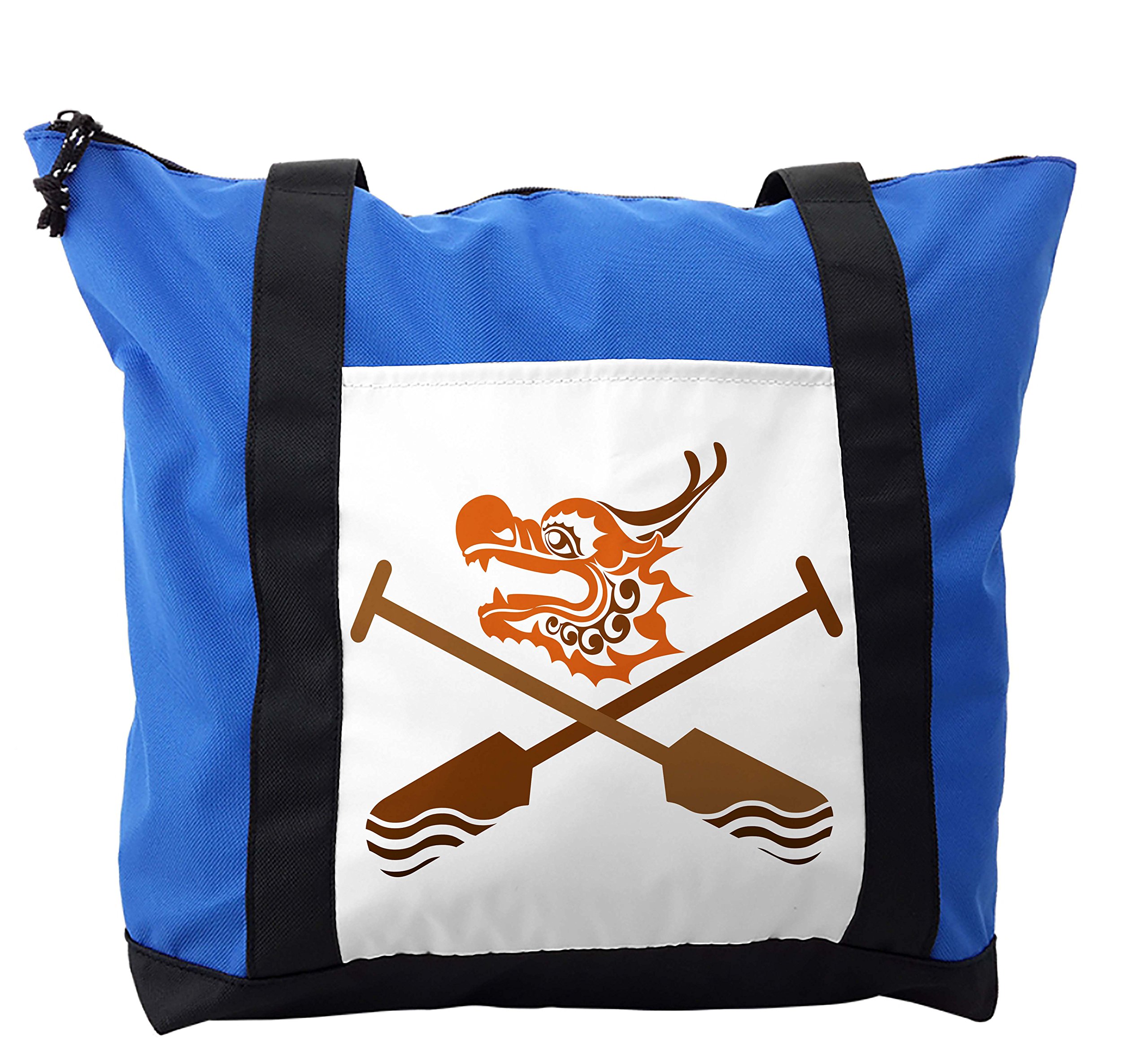 Lunarable Dragon Boat Oar Shoulder Bag - Crossed Paddles Design, Durable Zipper Closure - Perfect for Travel, Sports & Festival Events