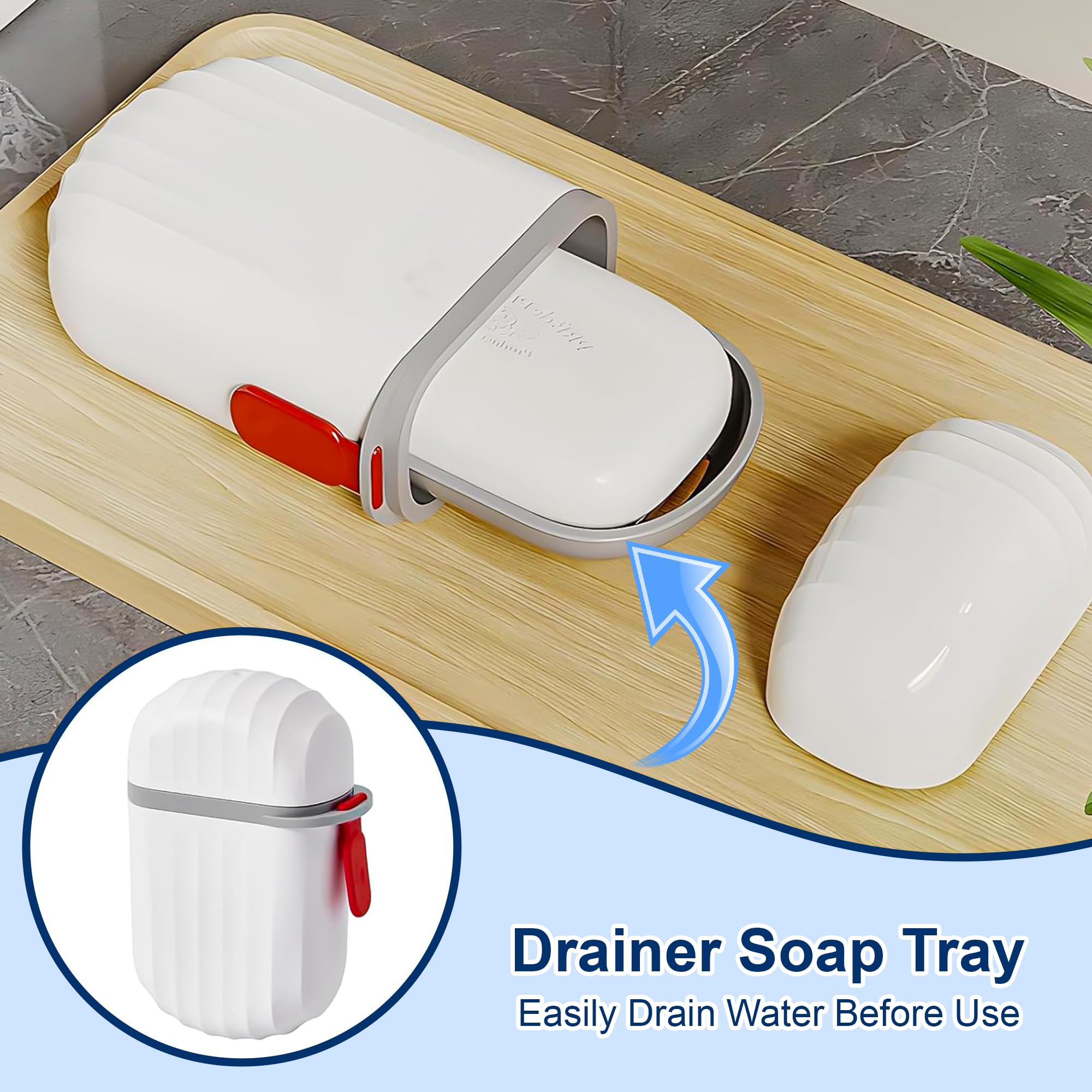 Eightiz 3-Piece Travel Soap Holder Set - Compact & Durable Plastic Soap Dish for Home, Camping, Hiking - Portable Soap Storage Case for Travel Accessories (White) - Perfect for Gym, RV Trips & Outdoor Adventures