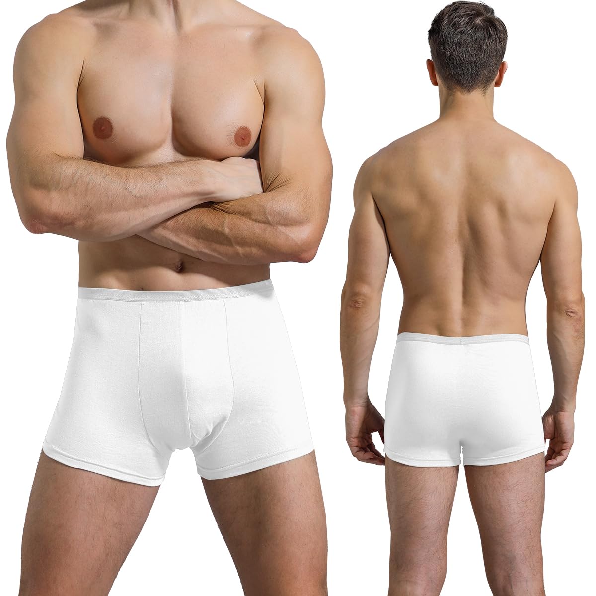 10 Pack Men's Disposable Cotton Underwear - Breathable Boxer Briefs for Travel, Gym, Hospital & Emergency Use - Lightweight & Portable for Camping, Road Trips & Post-Surgery Care