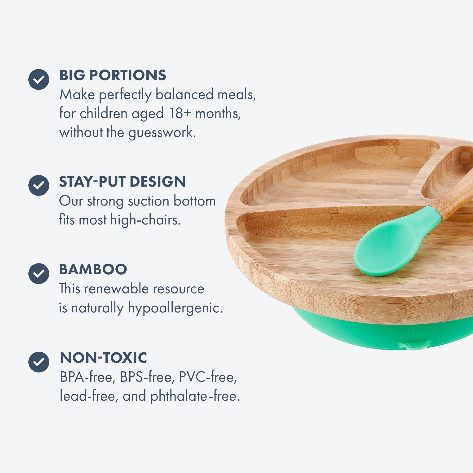 Avanchy Rainbow Toddler Feeding Set - BPA-Free Divided Baby Plate, Bowl & 7 Spoons - Eco-Friendly Mealtime Essentials for Kids - Perfect for Home, Daycare & Travel Use