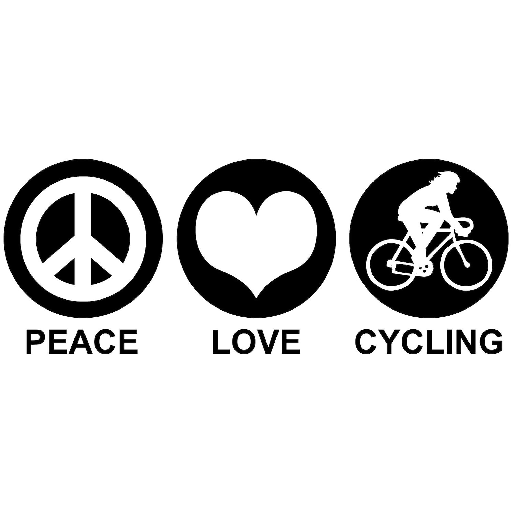 Peace Love Cycling Oval Sticker for Women - Waterproof Vinyl Decal for Cars, Laptops, Bikes & Windows - Express Your Cycling Passion