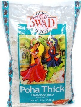 Swad Poha THICK Flattened Rice - 2lb Bag | Premium Indian Breakfast Ingredient for Poha, Upma & Snacks | Vegan & Gluten-Free