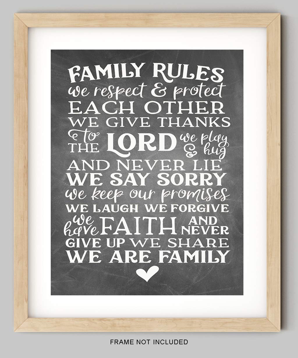 Family Rules Rustic Wall Decor Sign - 11x14