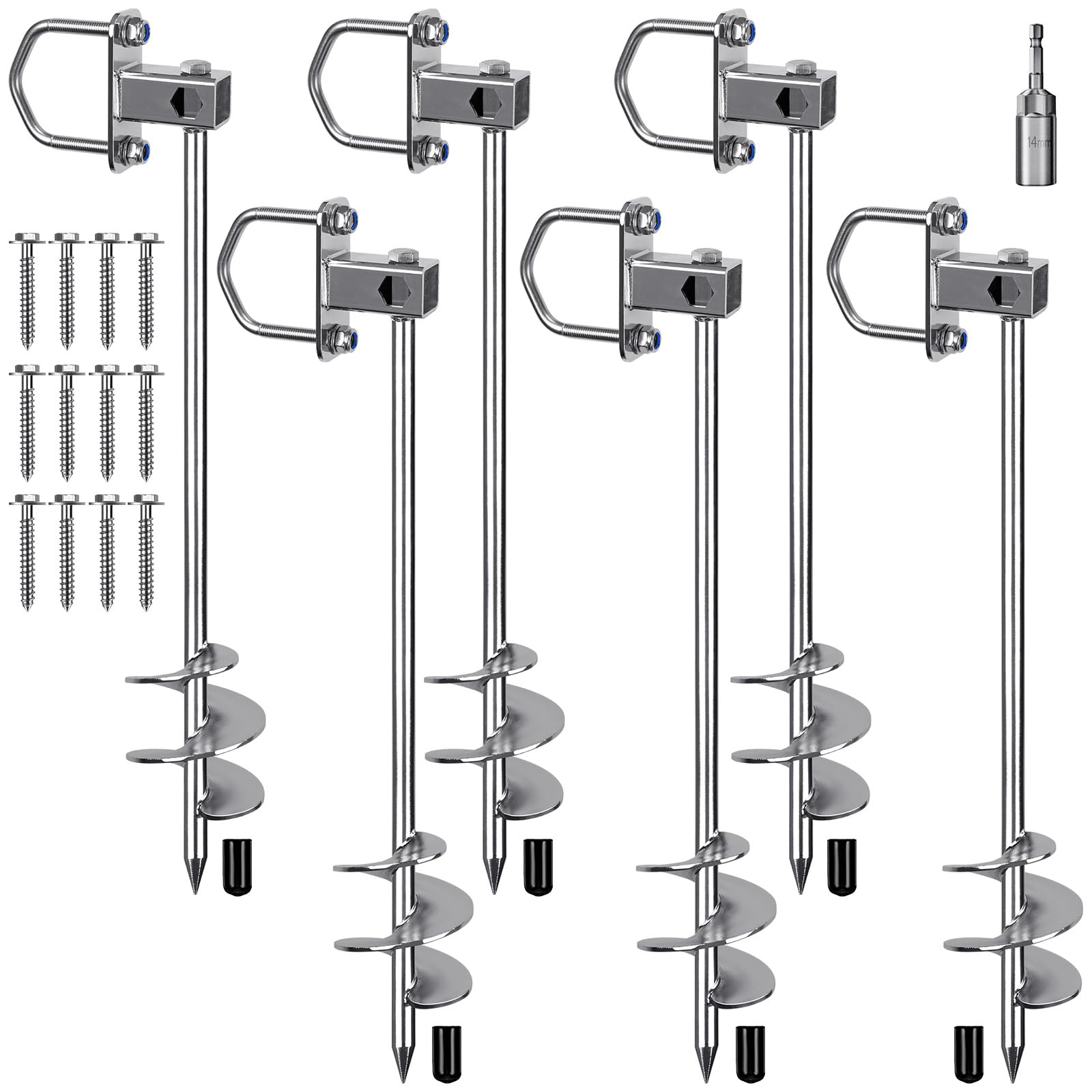 Heavy Duty Multi-Purpose Screw-in Ground Anchors - Fully Welded Trampoline Anchors & Mobile Home Anchors - Earth Anchors for Shed, Swing Set, Carport, Animal Fencing - Perfect for Outdoor Security & Stabilization in Yards, Gardens & Camping Areas