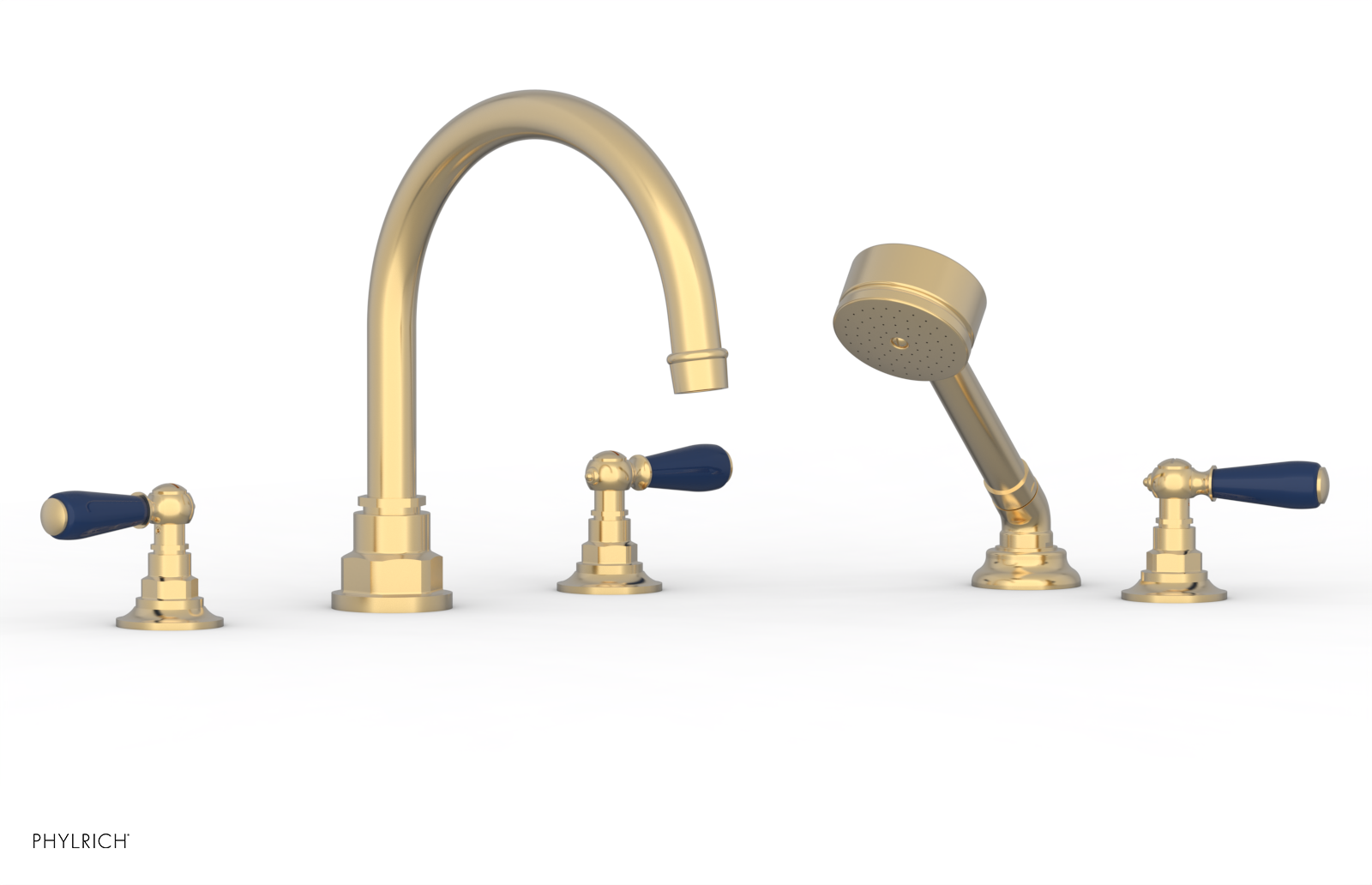 Jamestown Deck Tub Set with Hand Shower - Lever Handles & Navy Blue Accents - 165