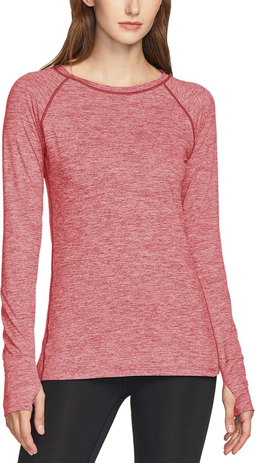TSLA Women's Long Sleeve Workout Shirts - Lightweight Athletic Performance Running & Yoga Tops - Moisture Wicking Crewneck T-Shirts for Gym, Sports & Outdoor Activities