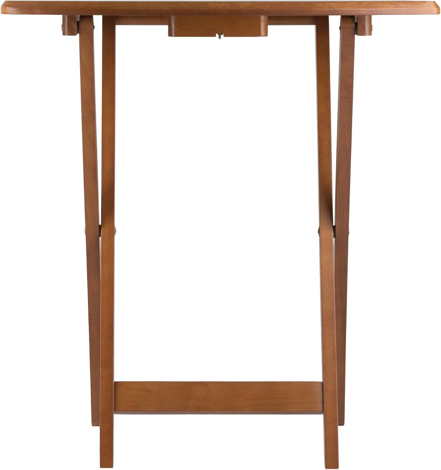 Ergode Wood Dylan 5-Piece Folding Snack Table Set - Sturdy X-Frame Base, Portable Upright Stand, Easy Assembly - Perfect for Indoor/Outdoor Entertaining, Patio, Picnic, Camping (Teak Finish)