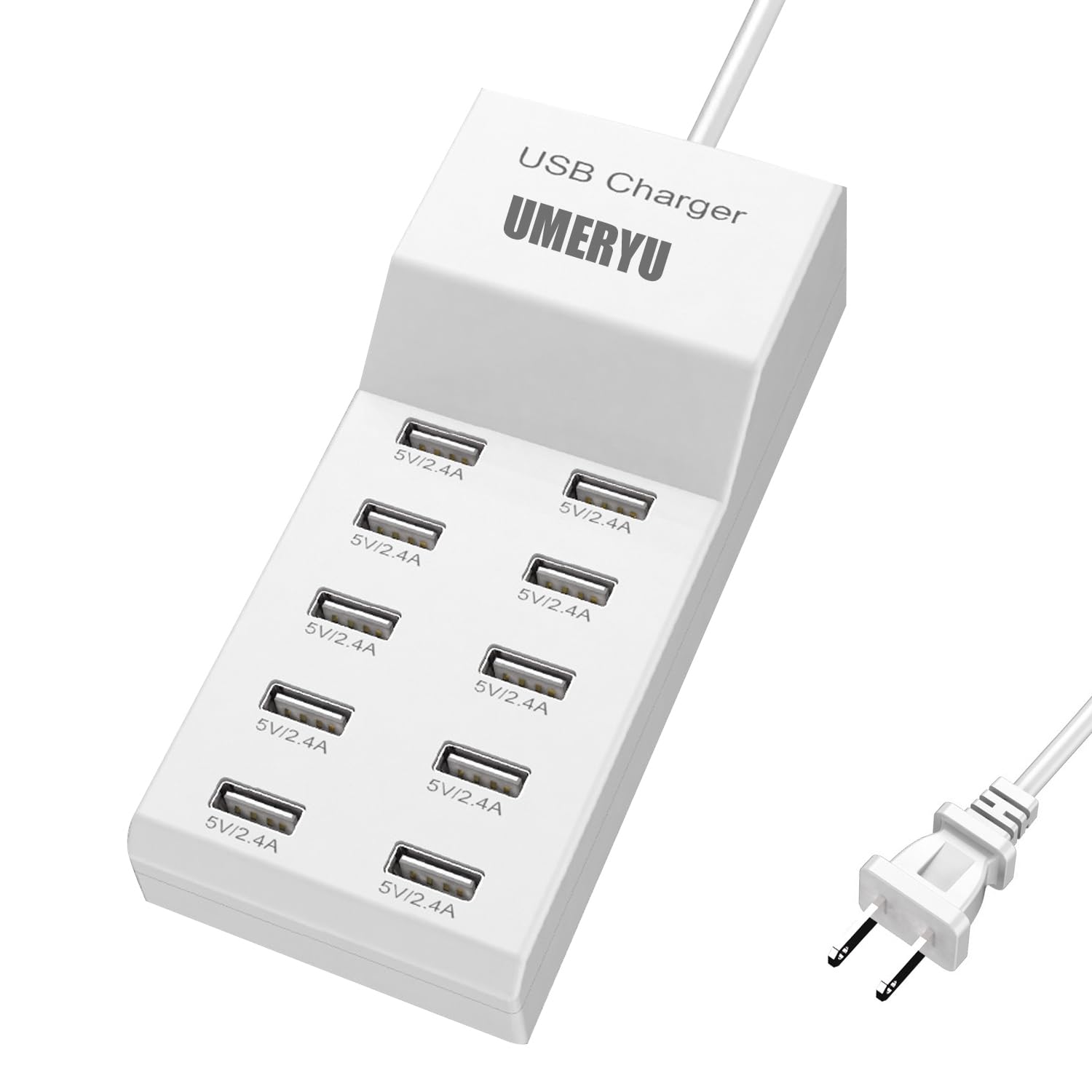 10-Port USB Charging Station - Fast Multi-Port Wall Charger & Desktop Power Hub for Smartphones, Tablets, iPads - Perfect for Home, Office & Travel Use