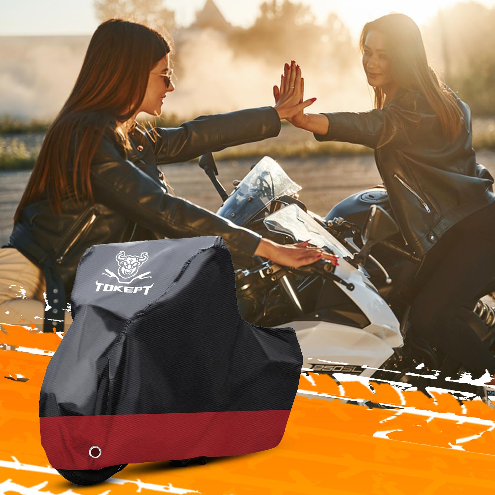 Waterproof Motorcycle Cover with Lock Holes - Fits Harley, Kawasaki, Yamaha, Honda (96