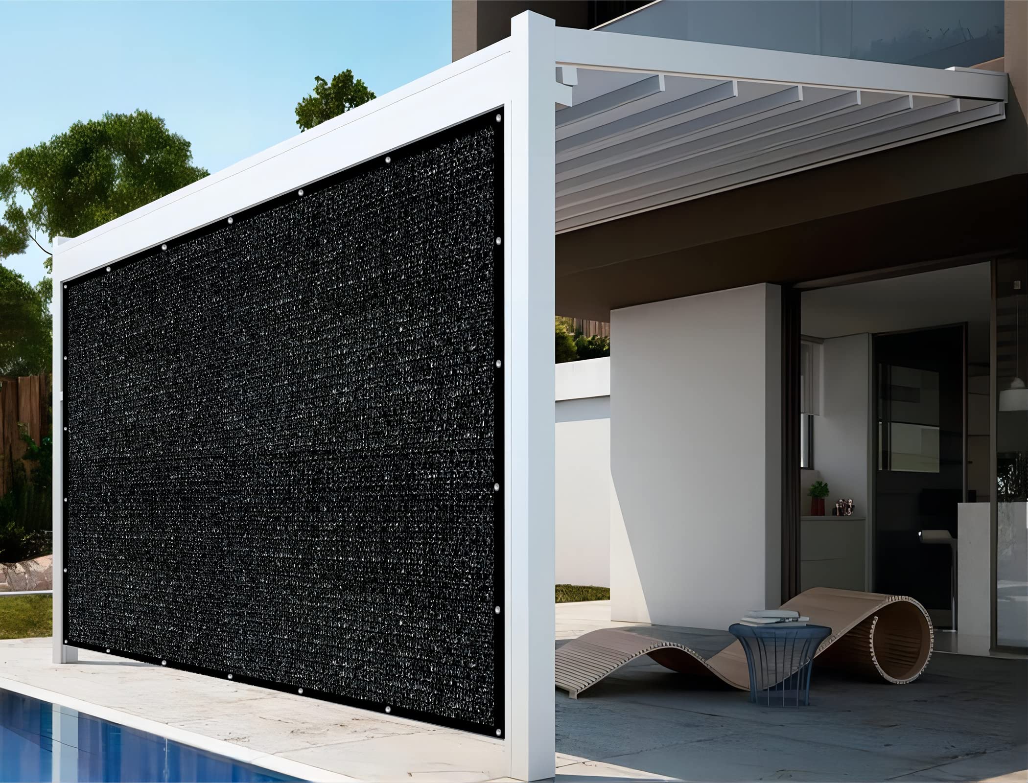 Shatex 90% UV Blocking 8x15ft Sun Shade Fabric - Black Outdoor Pergola Cover, Porch Screen & Vertical Shade for Patio, Garden, and Backyard Privacy Protection