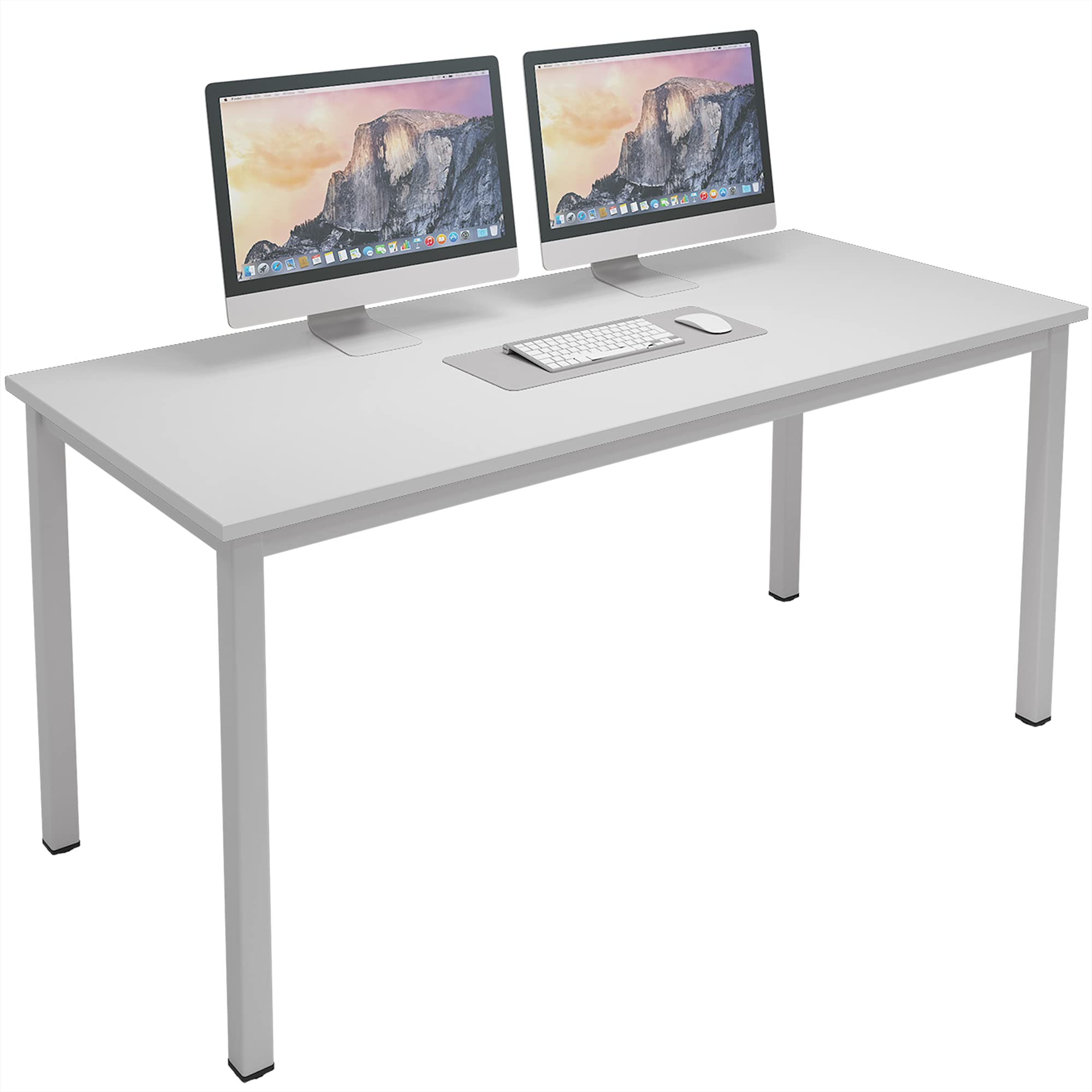SogesHome 55 Inch Computer Desk - Modern Home Office Desk with Sturdy Workstation, Writing Table for Small Spaces, White | Perfect for Remote Work, Gaming & Study Setup
