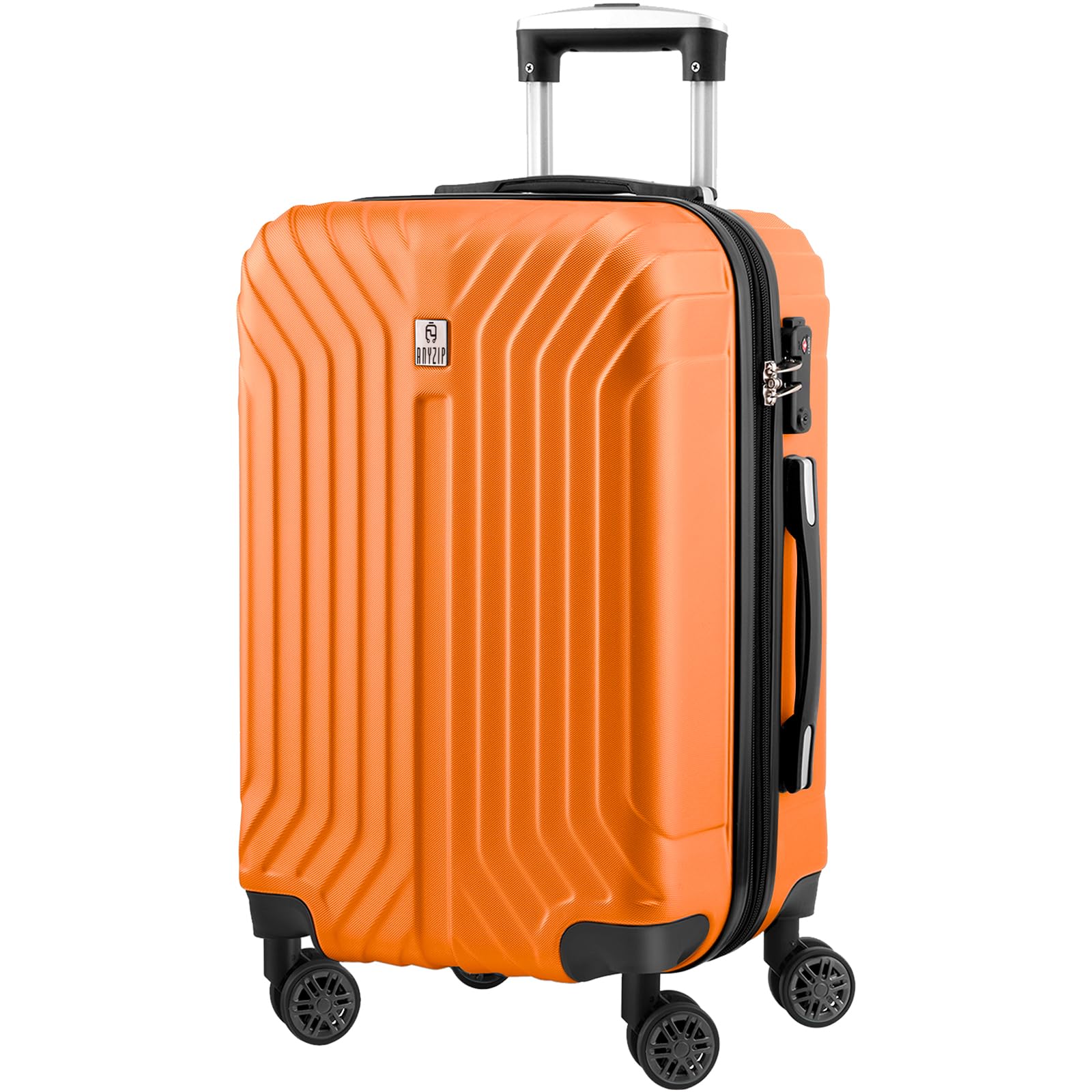 AnyZip 20 Inch Expandable Hard Shell Carry On Luggage - Lightweight Rolling Suitcase with Wheels & TSA Lock (Orange) - Perfect for Air Travel, Business Trips & Weekend Getaways