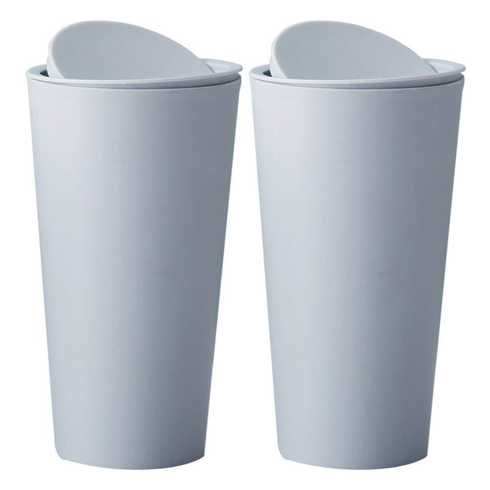 VICASKY 2 Pack Car Trash Can - Mini Round Auto Garbage Bin with Lid, Portable Vehicle Trash Can for Car, Truck, SUV - Light Blue - Perfect for Road Trips, Commuting & Keeping Your Car Clean