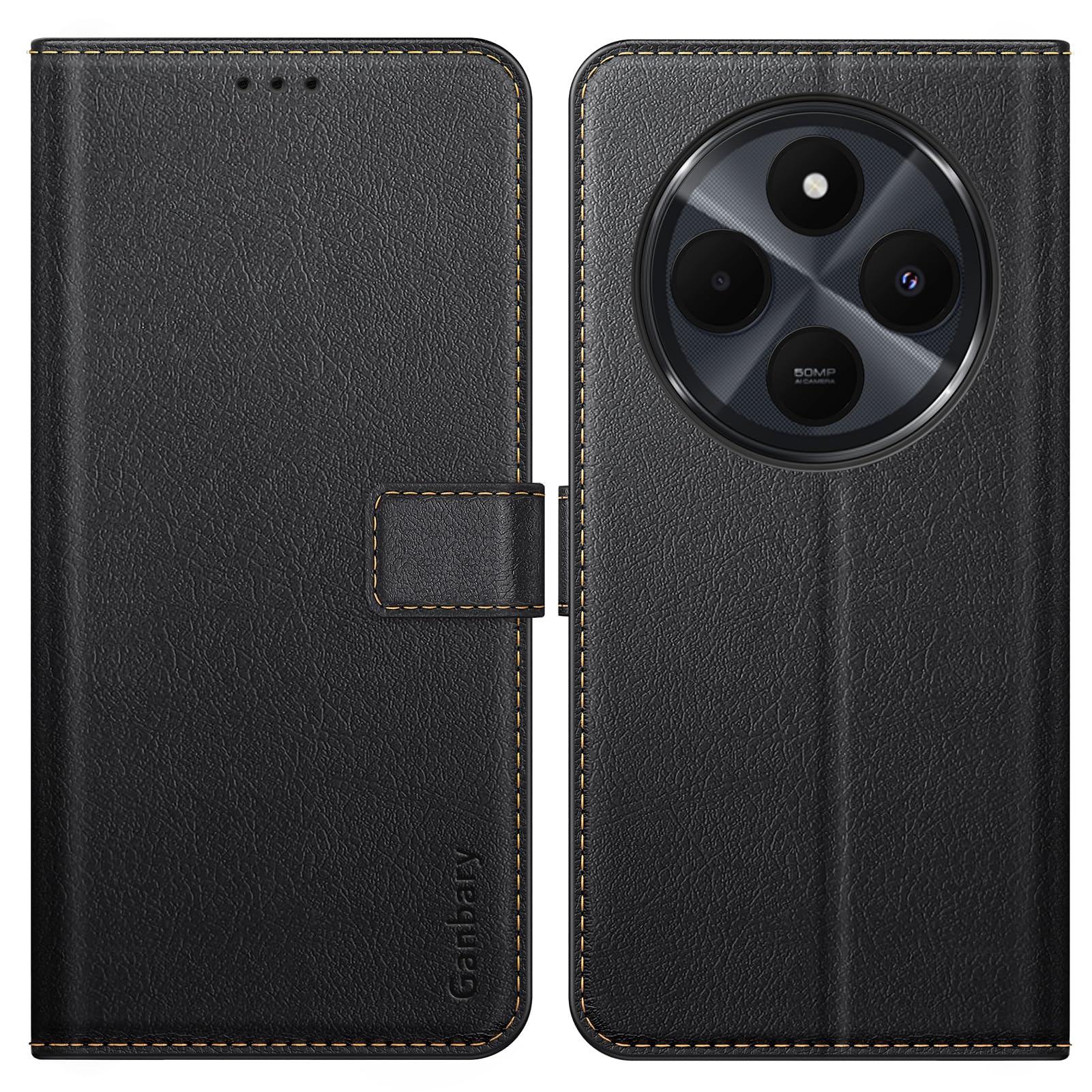 Premium PU Leather Flip Wallet Case for Xiaomi Redmi 14C - Black | Slim Protective Cover with Card Slots | Perfect for Work, Travel & Daily Use