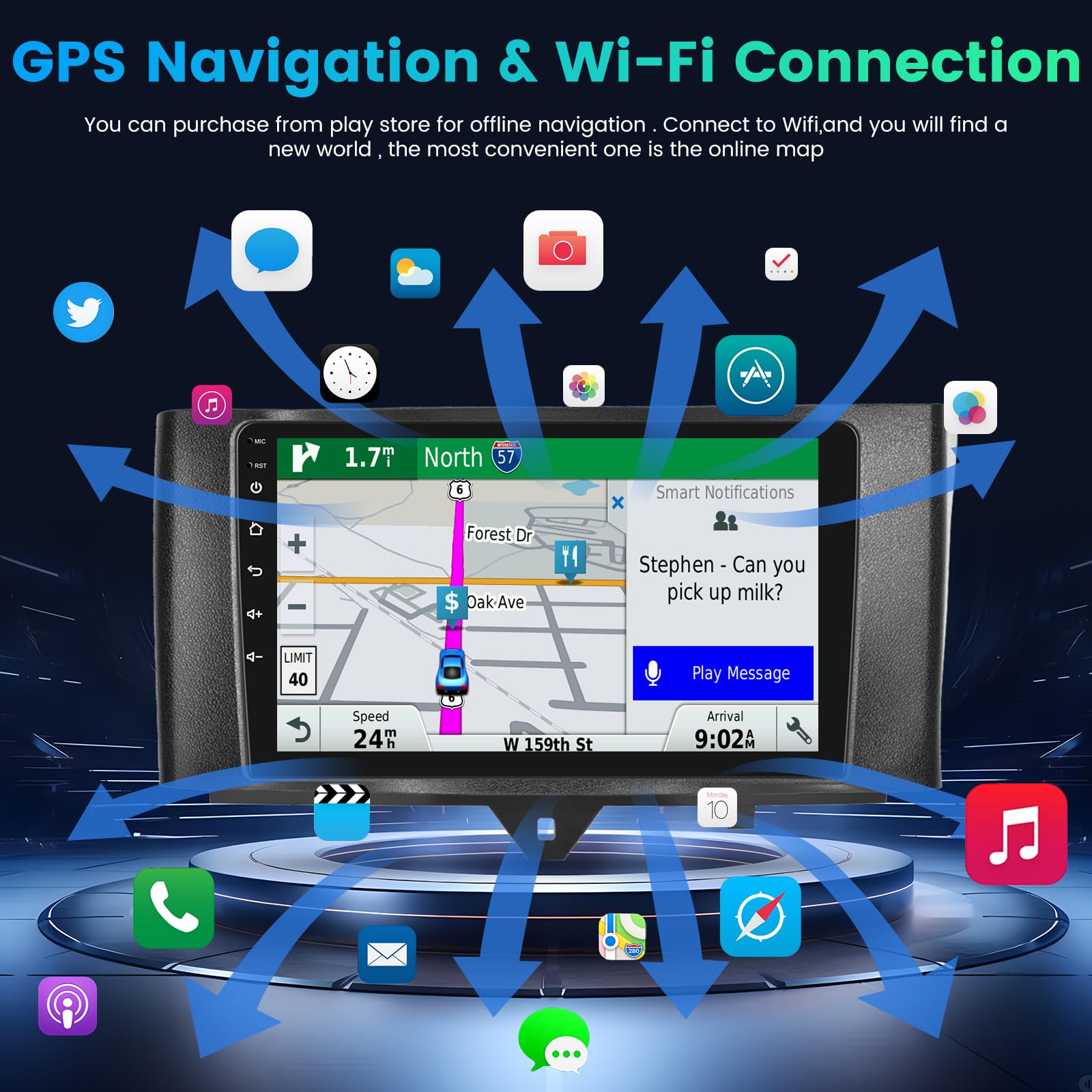 2+64GB Android 13 Car Stereo for Mercedes Benz Smart Fortwo 2011-2015 - 9 Inch Touchscreen DSP Audio Upgrade with Wireless CarPlay & Android Auto, GPS, WiFi, Mirror Link, SWC + AHD Backup Camera - Perfect for Commuting, Road Trips & Hands-Free Driving