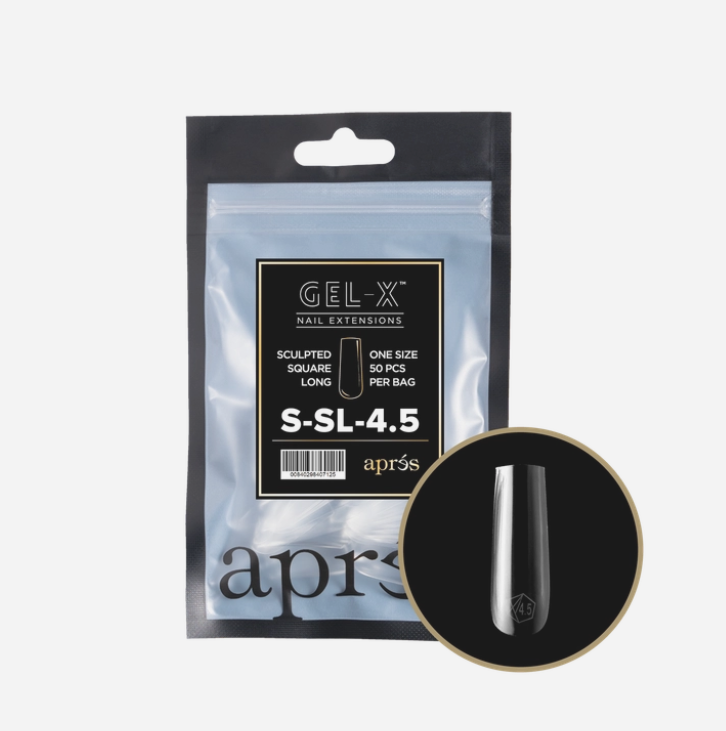 Apres Gel X Refill Tips 2.0 (50pc) - Sculpted Long Square Nail Extensions for Professional Salon & DIY Manicure at Home | Durable & Easy to Apply