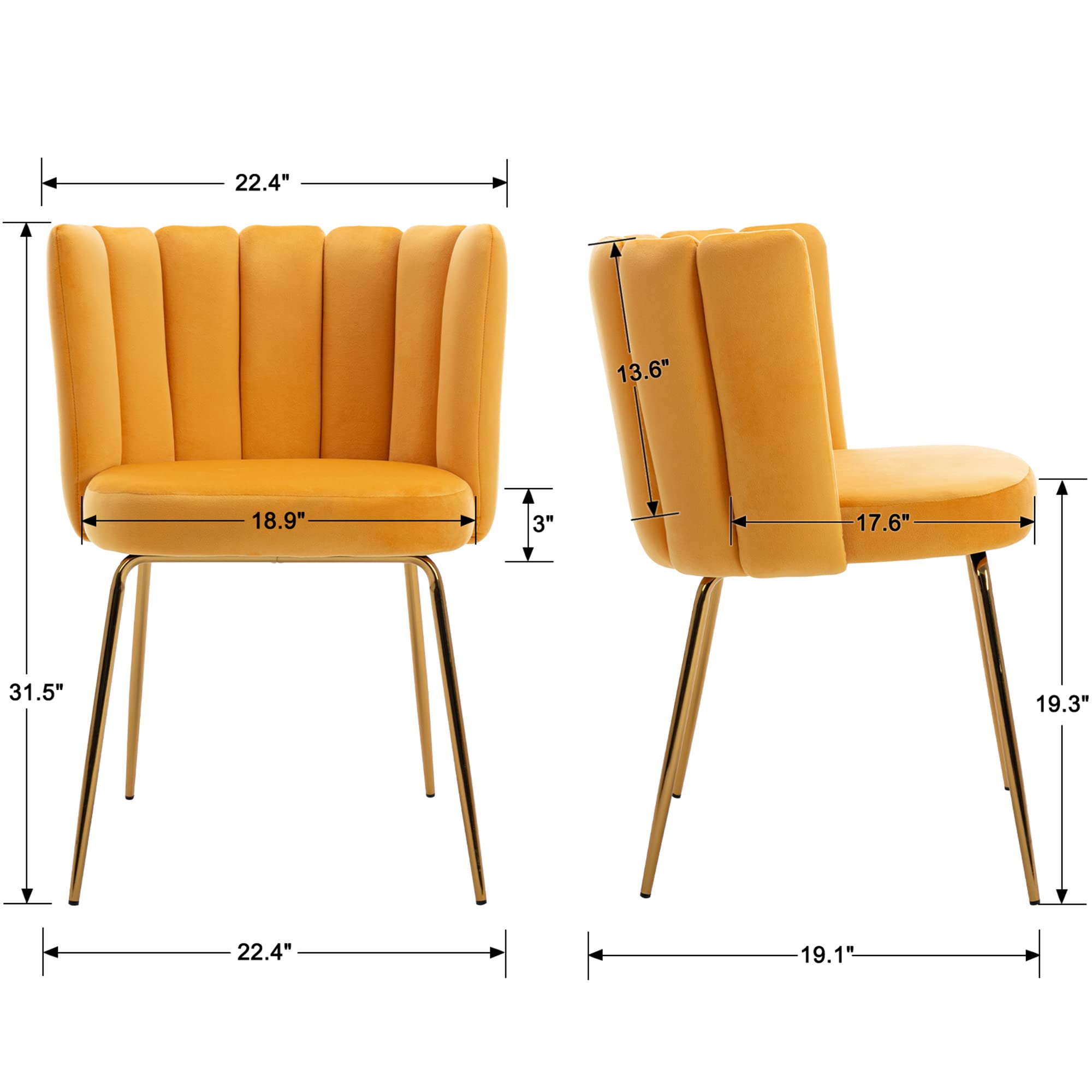 4 Modern Velvet Dining Chairs Set - Upholstered Accent Side Chairs with Gold Metal Legs for Kitchen, Living Room & Dining Room | Elegant Home Decor for Entertaining Guests & Family Gatherings