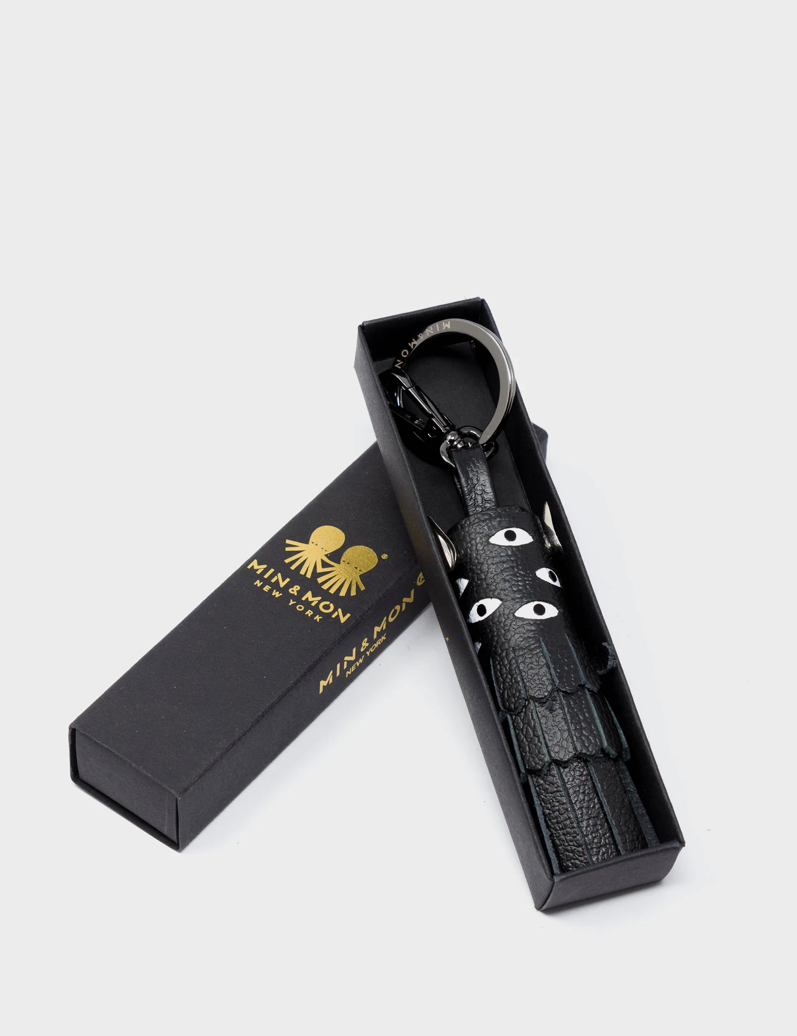 Oliver The Ox Charm Black Leather Keychain - Stylish & Durable Key Holder for Men & Women - Perfect for Gifts, Home, Office & Travel Accessories