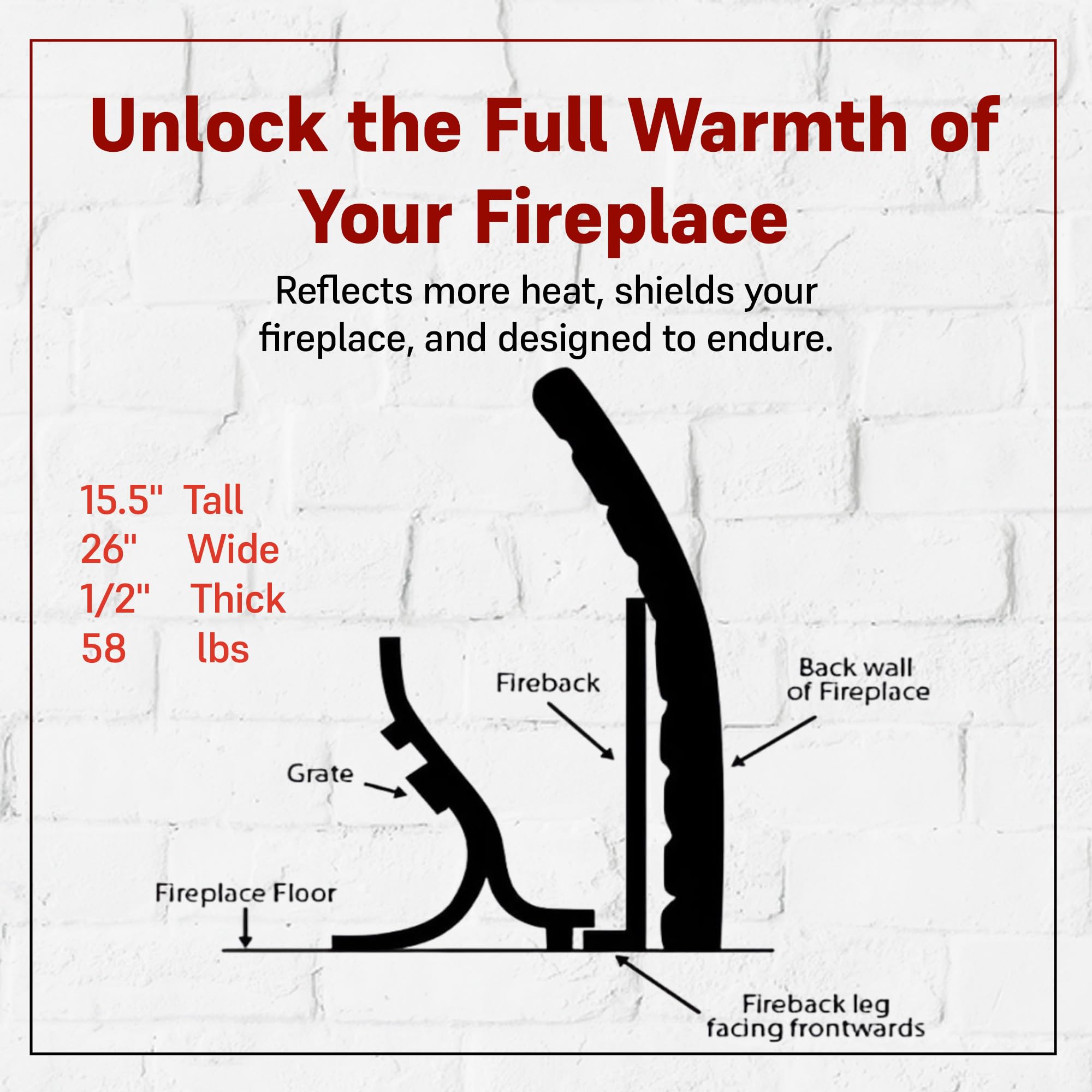 RF-6 Reflective Fireback for Fireplaces – 26