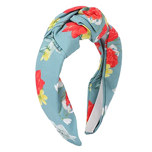 Soft Knitted Hair Bands - Stretchable Elastic Headbands for Women | Fashionable Knotted Wide Head Wrap | Perfect for Workouts, Yoga, Office & Daily Use (Light Blue)
