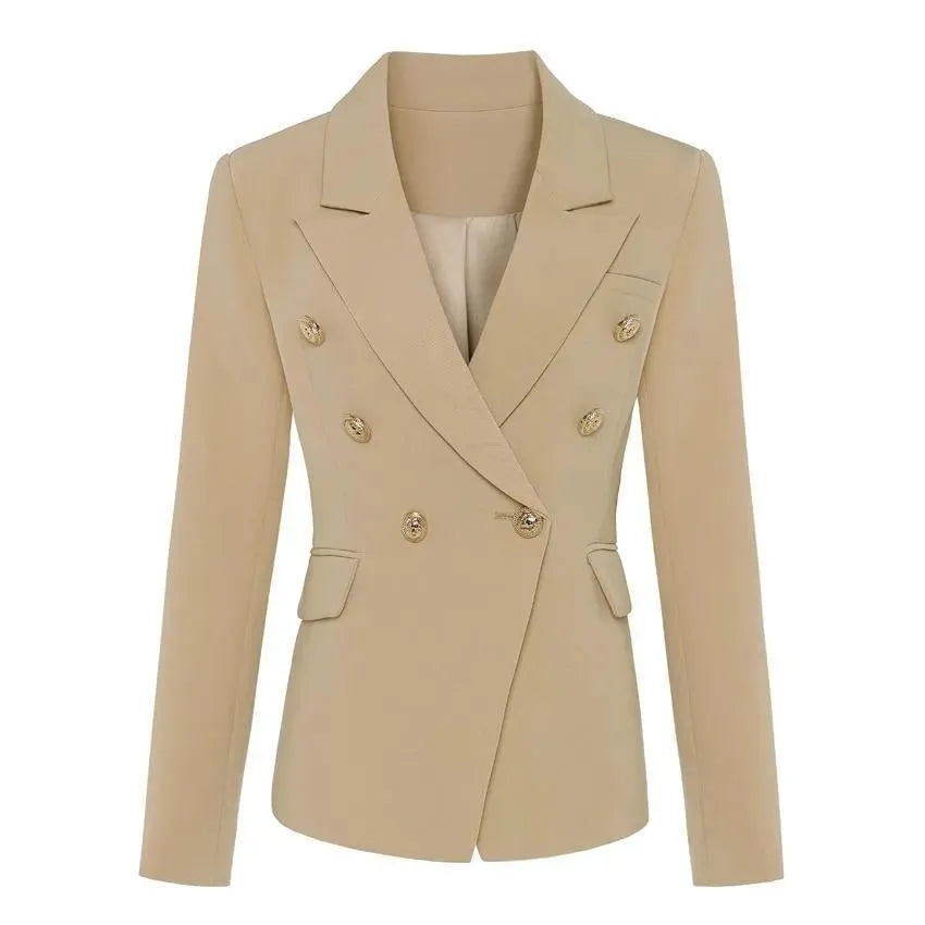 Women's On Duty Khaki Blazer - Casual Plain Solid Jacket for Office Wear & Business Casual Outfits