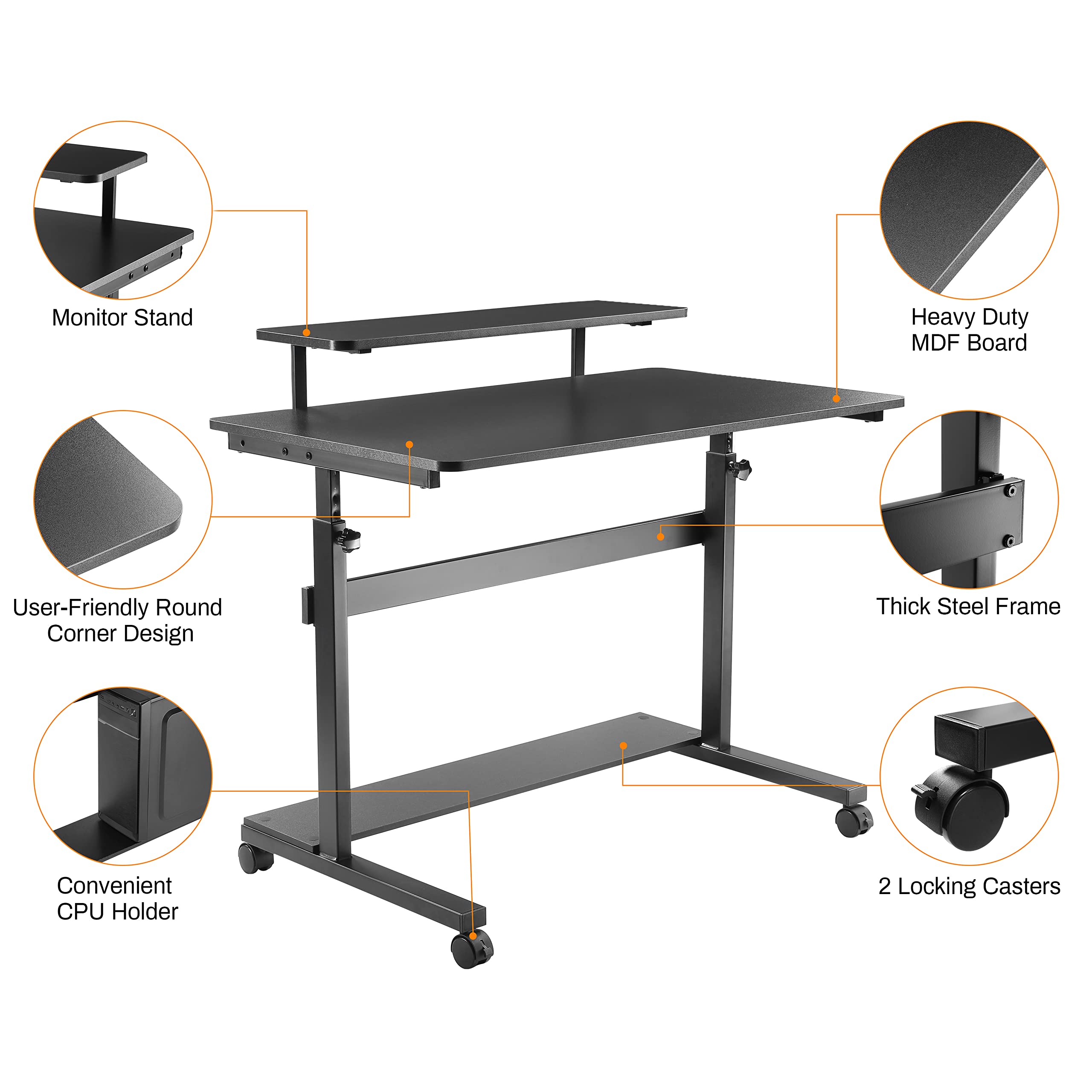 Height Adjustable Standing Desk with Wheels - 41