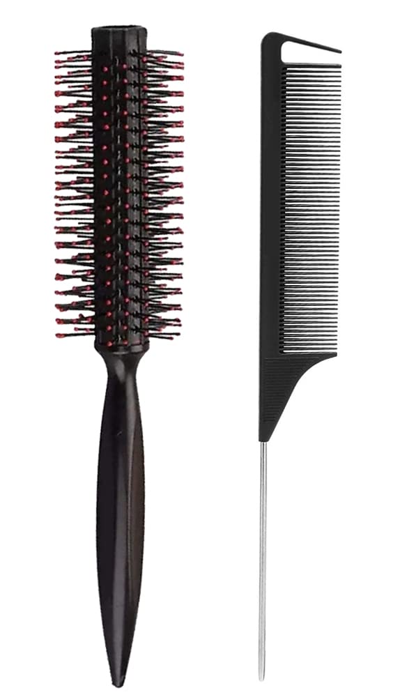 Professional Anti-Static Mini Round Hair Roller Brush with Soft Bristles & Non-Slip Handle - Styling Brush for Women & Men All Hair Types - Perfect for Curling, Volume & Salon-Style Looks at Home
